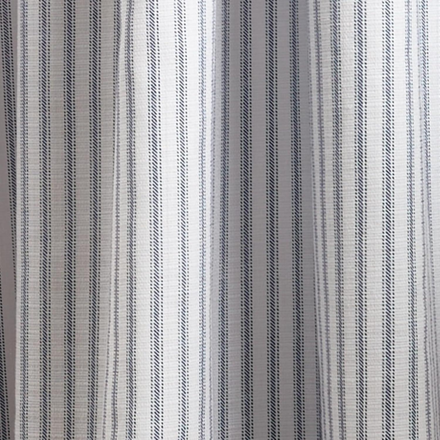 imageMartha Stewart Ticking Stripe 3Piece Window Curtain Valance and Tiers Set White IndigoWhite Indigo