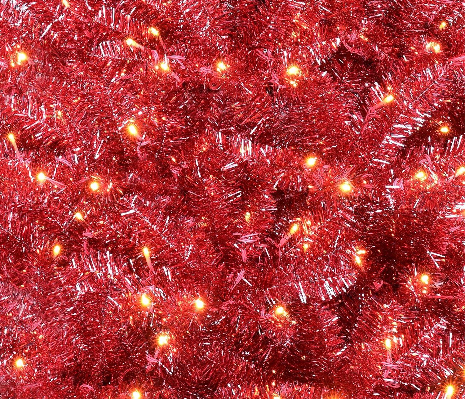 imageMartha Stewart Tinsel PreLit Artificial Christmas Tree 5 ft Clear Lights Pink LED