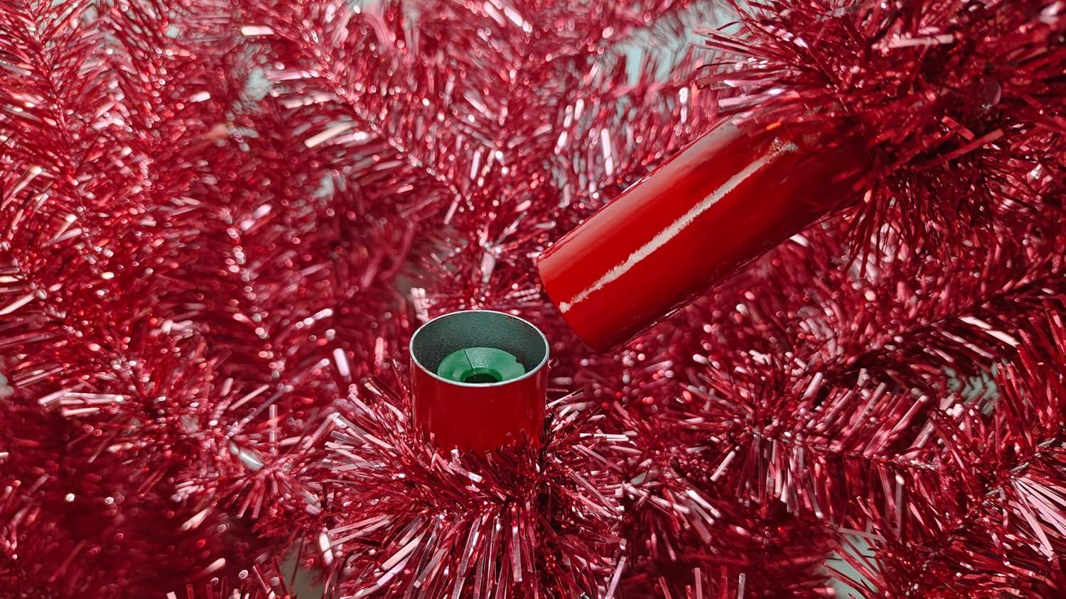 imageMartha Stewart Tinsel PreLit Artificial Christmas Tree 5 ft Clear Lights Pink LED