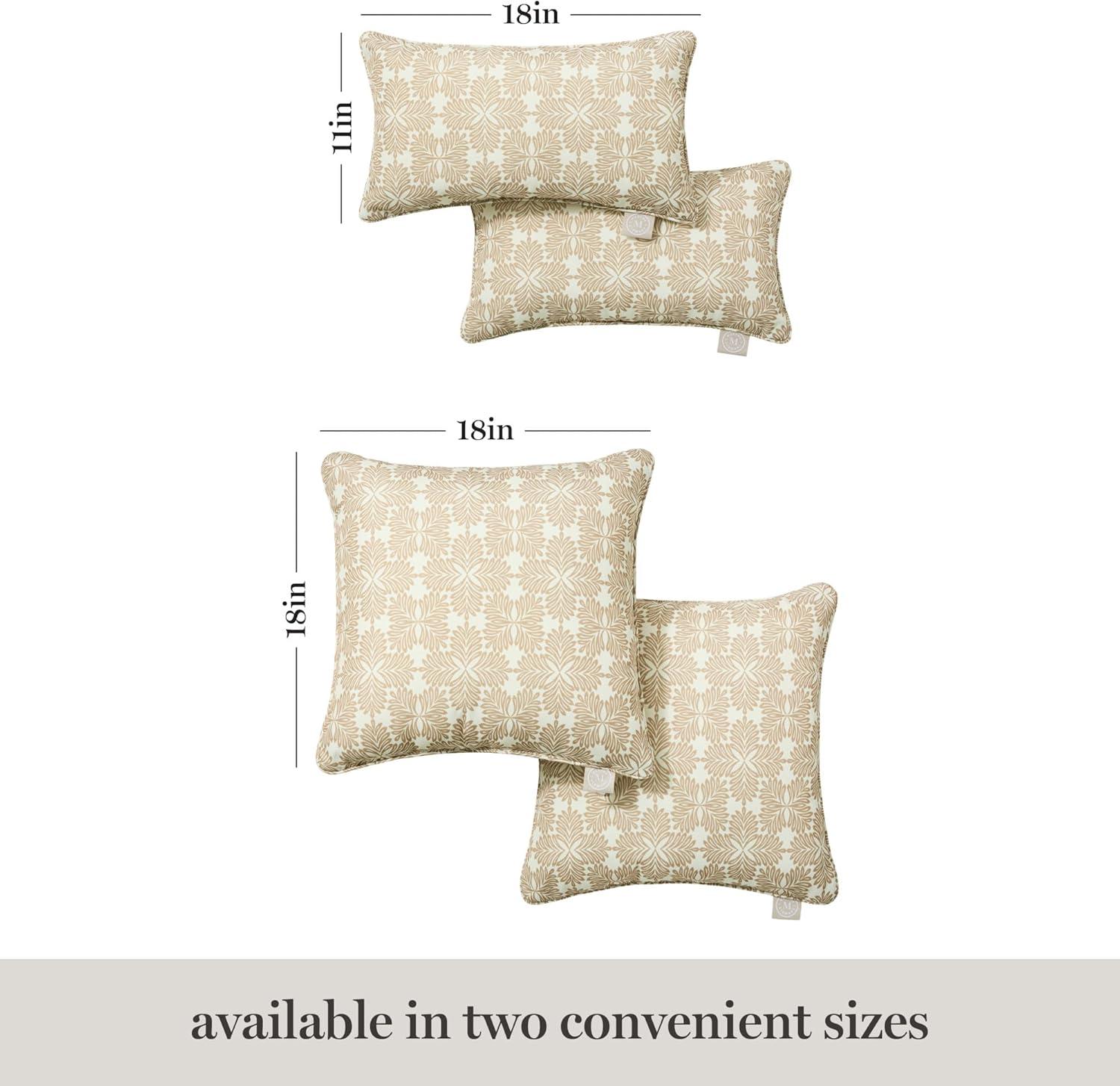 imageMartha Stewart Tulum Indoor Outdoor Decorative Lumbar Pillow 2Pack Set UV Fade Resistant Water Repellent Printed Modern Design Navy Blue 11quotx18quotTaupe