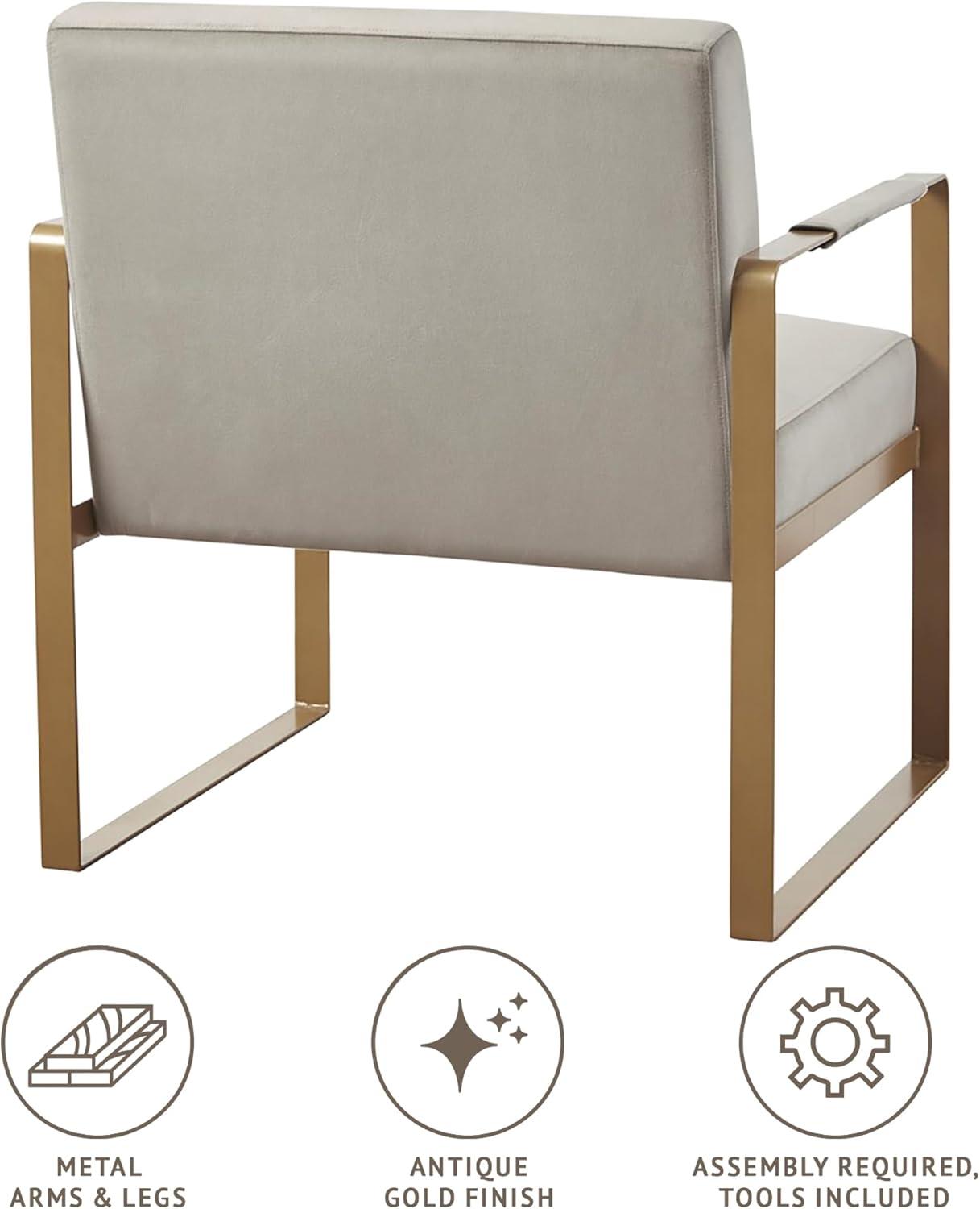 imageMartha Stewart Upholsterd Accent Chair Living Room FurnitureModern Design Comfortable Foam Seat Cushion Bedroom Lounge Sophisticated Finished Sturdy Frame 285quot W x 29quot D x 325quot H TaupeGoldTaupe