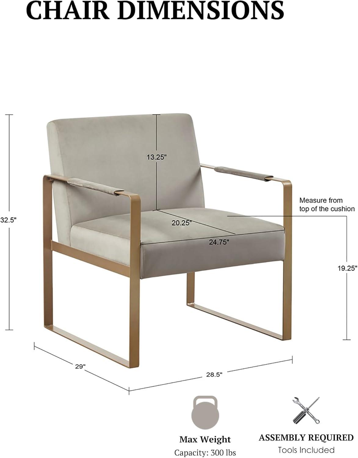 imageMartha Stewart Upholsterd Accent Chair Living Room FurnitureModern Design Comfortable Foam Seat Cushion Bedroom Lounge Sophisticated Finished Sturdy Frame 285quot W x 29quot D x 325quot H TaupeGoldTaupe