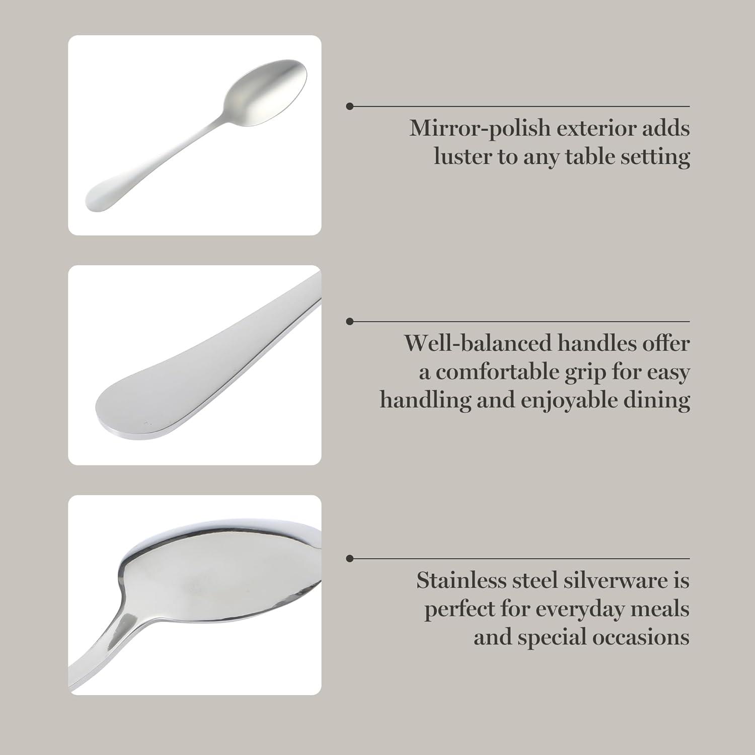 imageMartha Stewart Watercliffe 16 pc Flatware Silverware Set Stainless Steel Utensils Forks Spoons Knives Service for 4 LinenAlness Mirror Polish