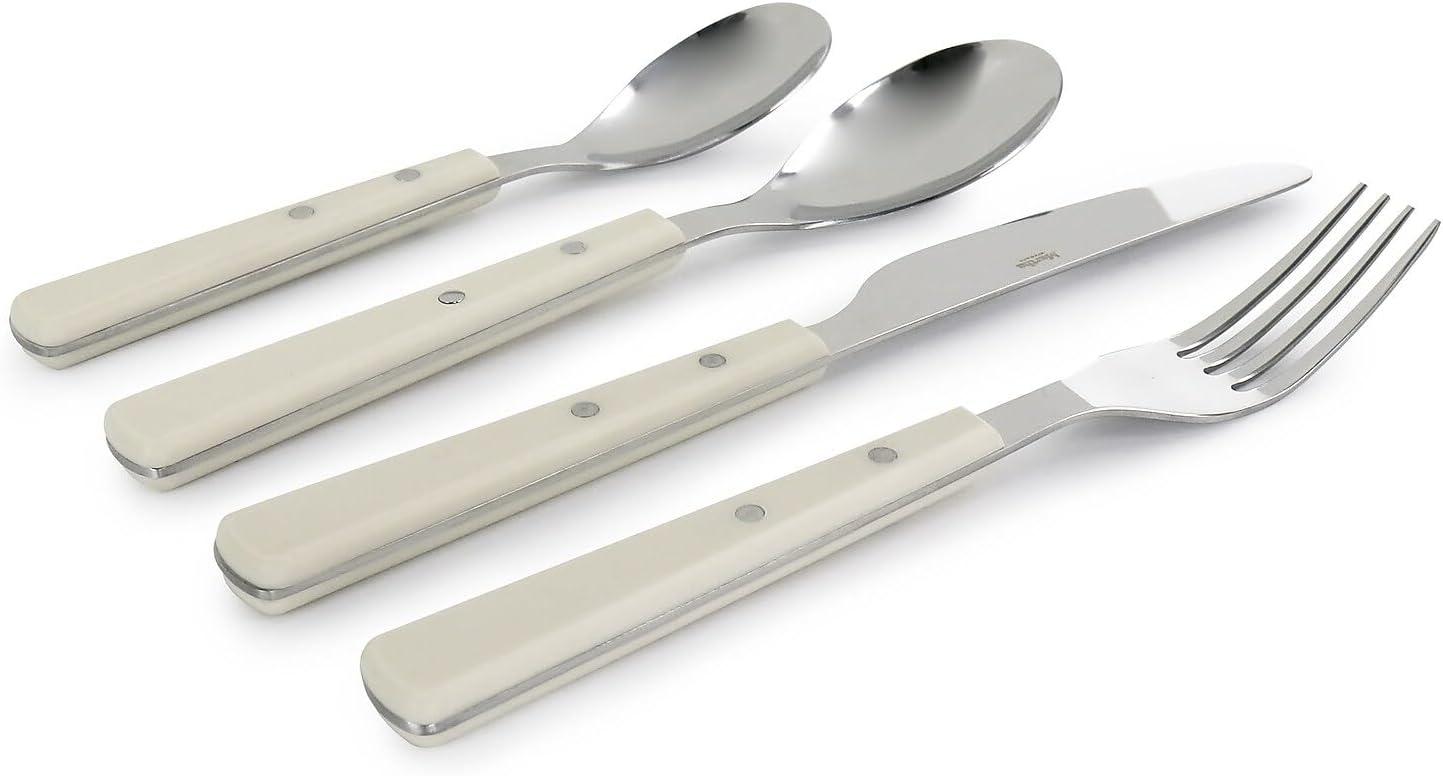 imageMartha Stewart Watercliffe 16 pc Flatware Silverware Set Stainless Steel Utensils Forks Spoons Knives Service for 4 LinenWatercliffe Linen