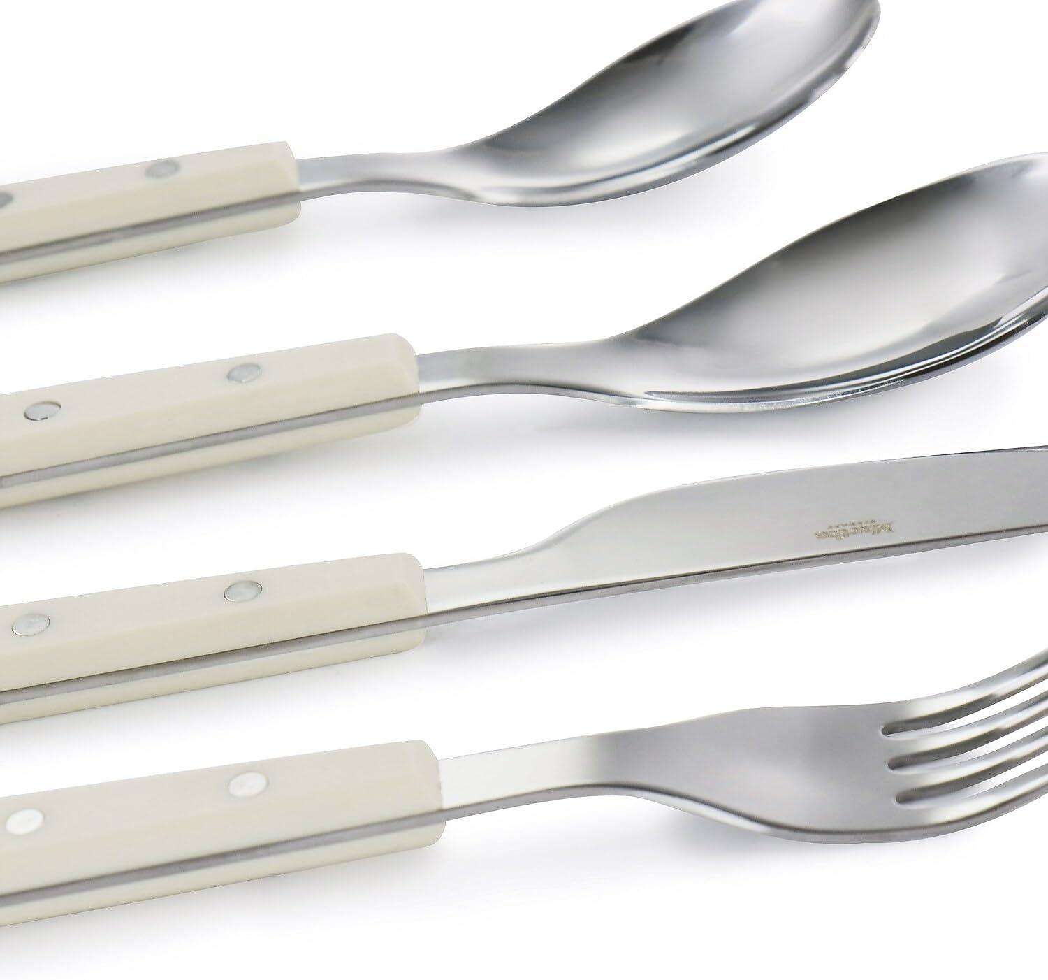 imageMartha Stewart Watercliffe 16 pc Flatware Silverware Set Stainless Steel Utensils Forks Spoons Knives Service for 4 LinenWatercliffe Linen