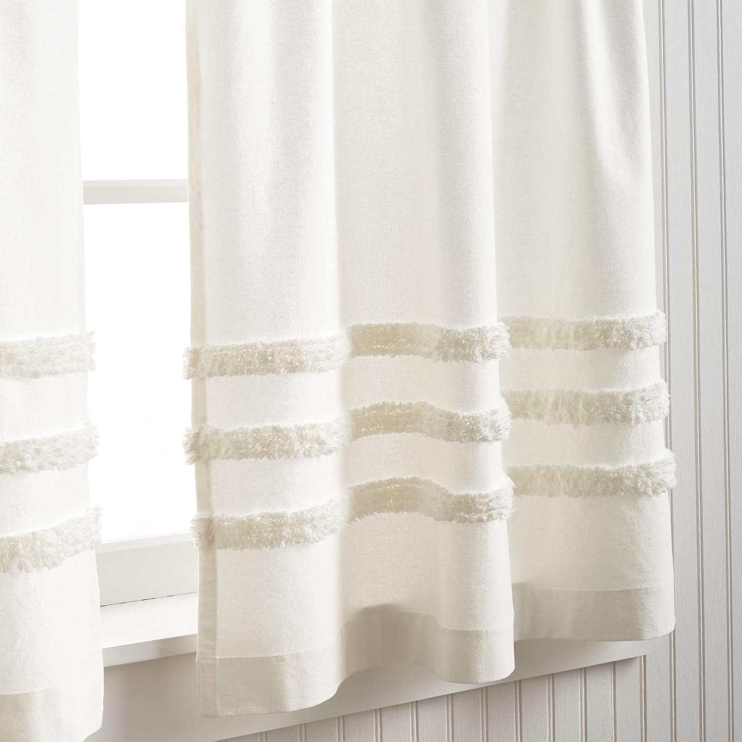 imageMartha Stewart Waters Edge Tufted 3Piece Window Curtain Valance ampamp Tiers Set 36quot WhiteWhite
