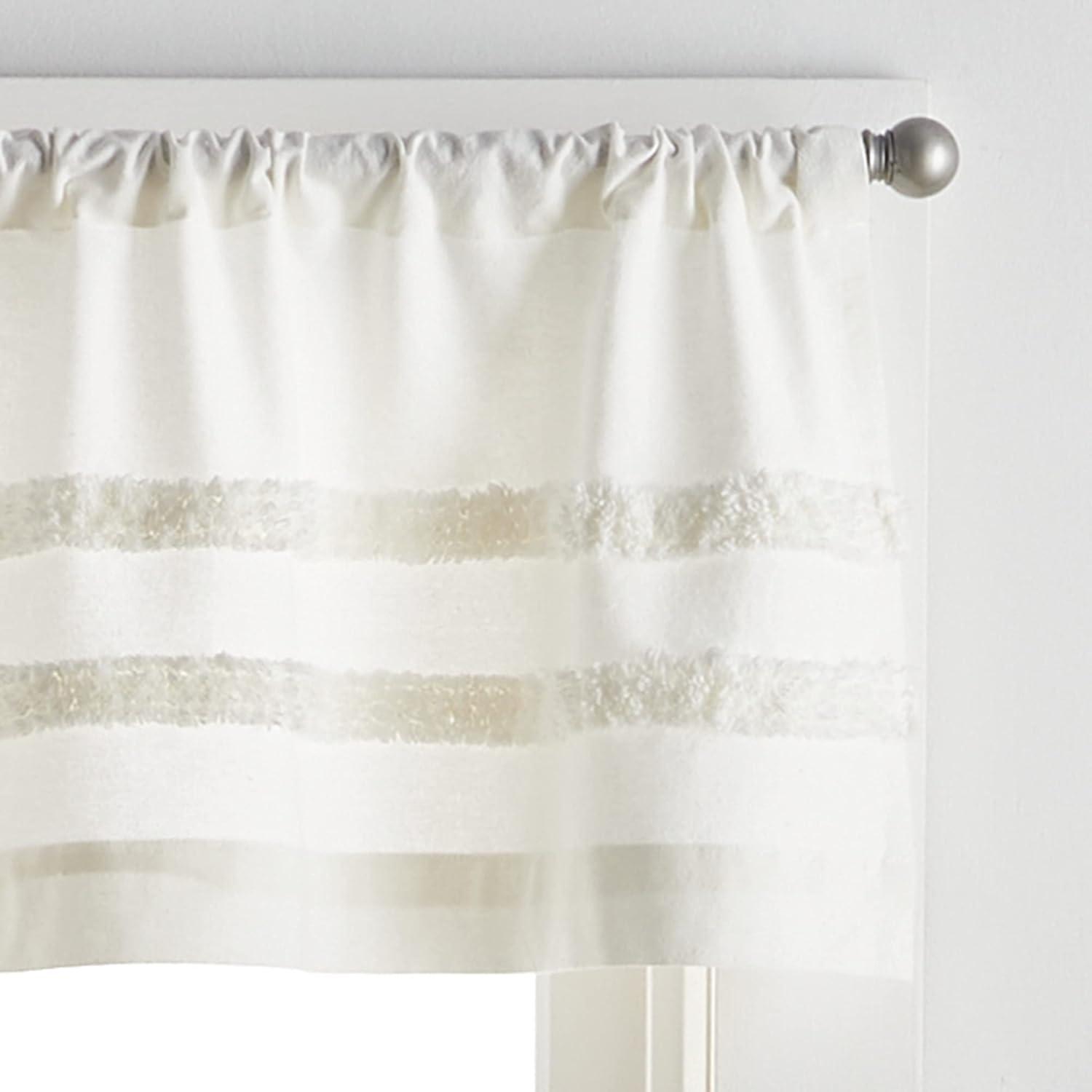 imageMartha Stewart Waters Edge Tufted 3Piece Window Curtain Valance ampamp Tiers Set 36quot WhiteWhite