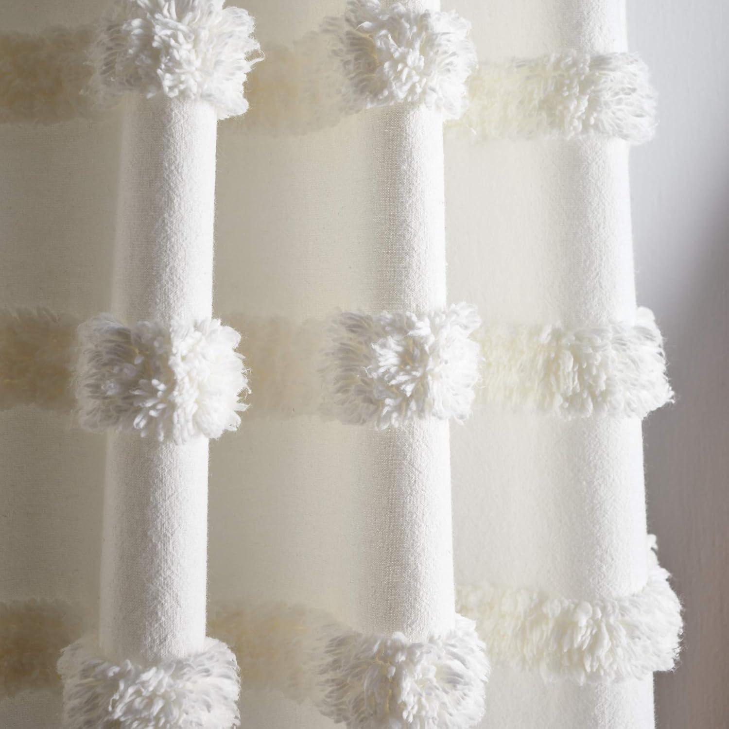 imageMartha Stewart Waters Edge Tufted Rod PocketBack Tab Window Curtain Panel Pair 84quot White