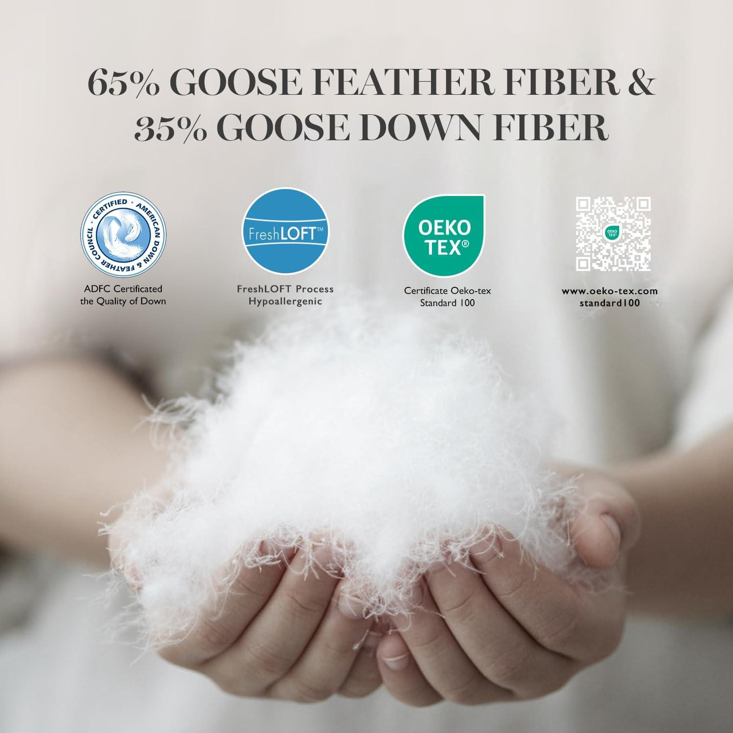 imageMartha Stewart White Goose Feather Down Fiber Comforter Queen Size Lightweight Duvet Insert Noiseless Fabric with 44oz Filled Luxury Cloud Fluffy Bed Comforter with 8Corner Loops White 90x90inchWhiteAll Season