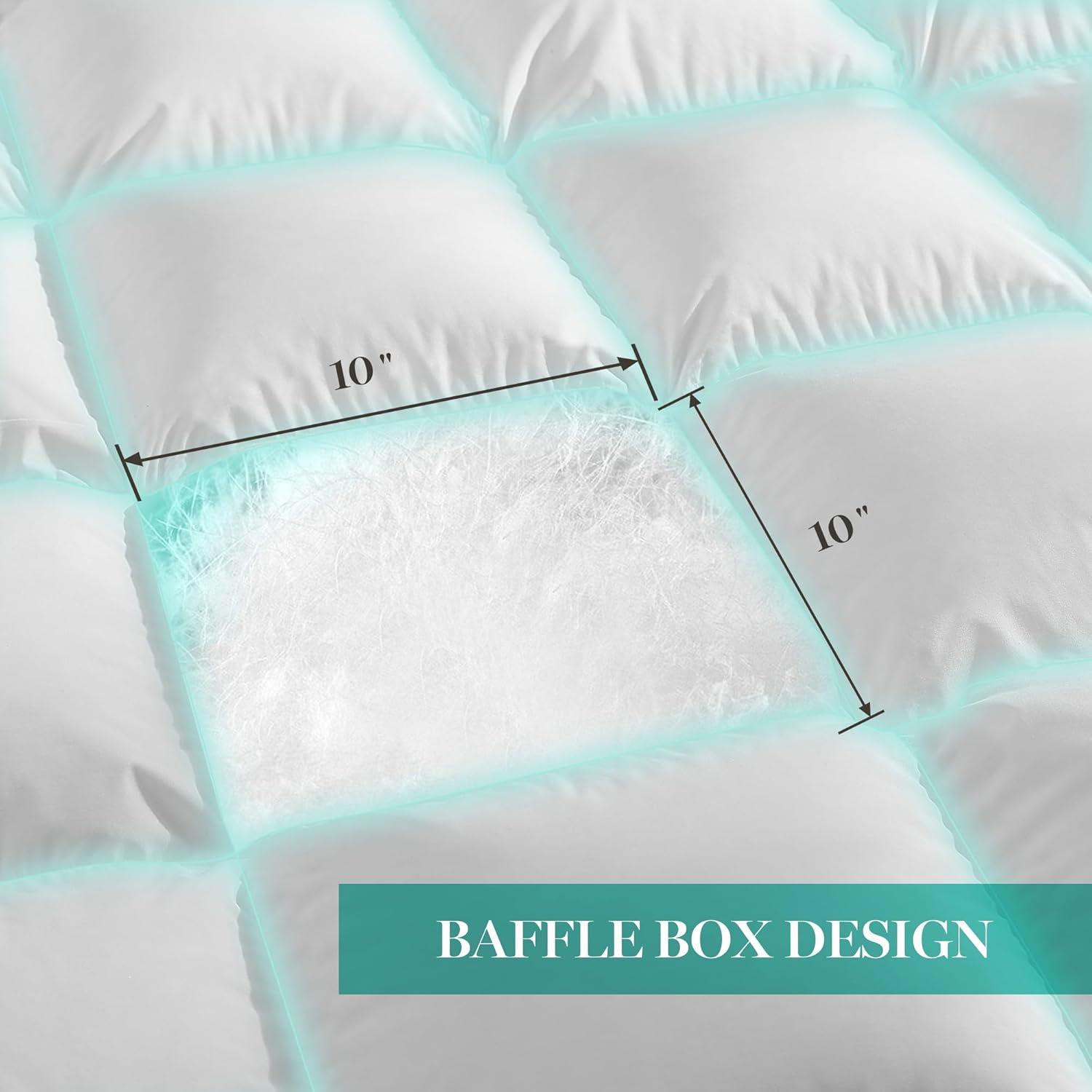 imageMartha Stewart White Goose Feather Down Fiber Comforter Queen Size Lightweight Duvet Insert Noiseless Fabric with 44oz Filled Luxury Cloud Fluffy Bed Comforter with 8Corner Loops White 90x90inchWhiteLightweight