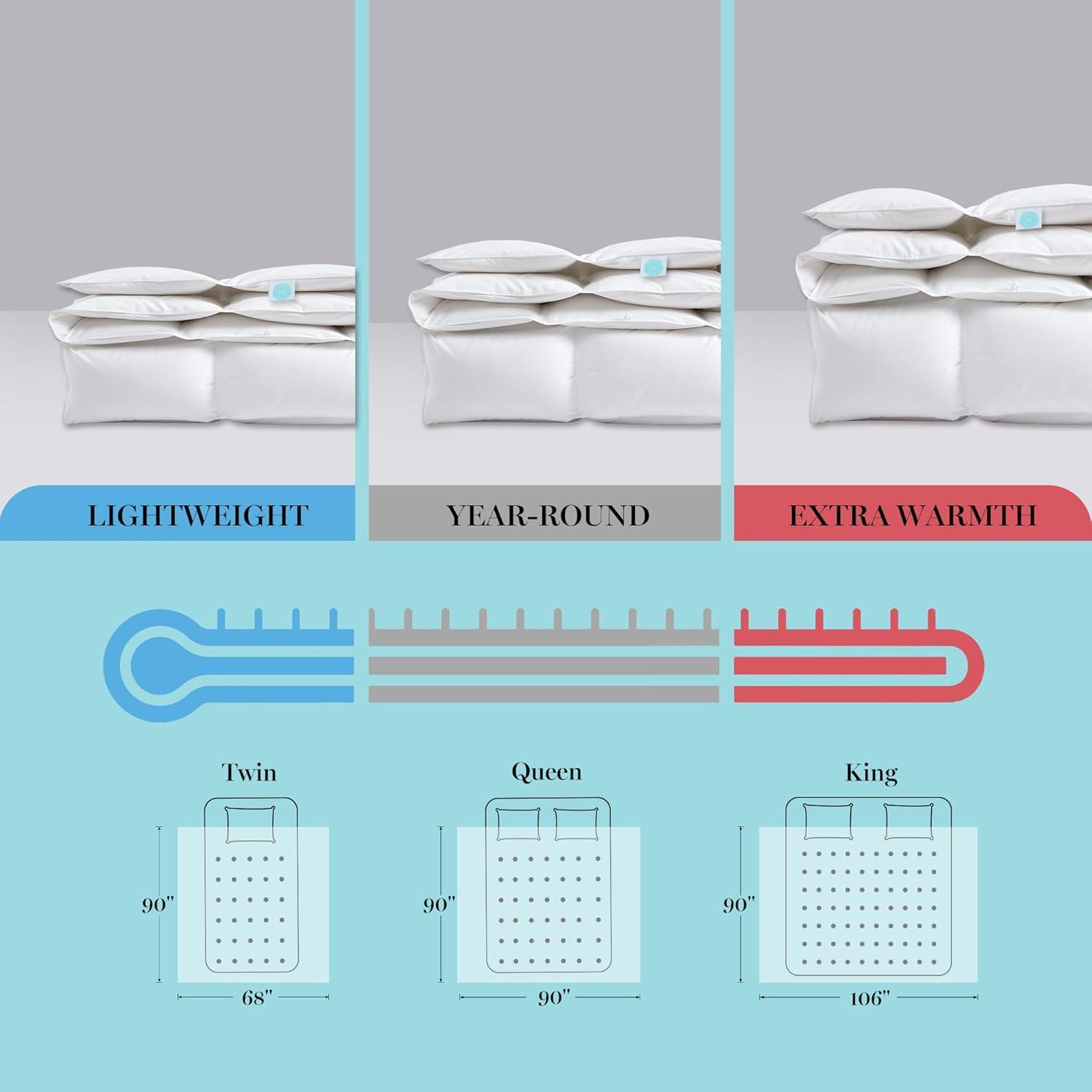 imageMartha Stewart White Goose Feather Down Fiber Comforter Queen Size Lightweight Duvet Insert Noiseless Fabric with 44oz Filled Luxury Cloud Fluffy Bed Comforter with 8Corner Loops White 90x90inchWhiteLightweight