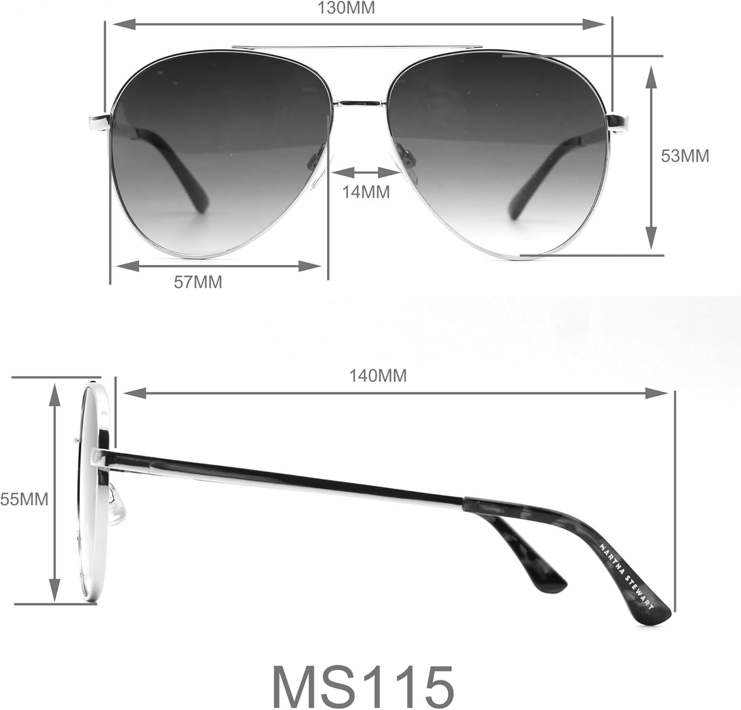 imageMartha Stewart Women Protective Metal Aviator Pilot SunglassesSilver and White