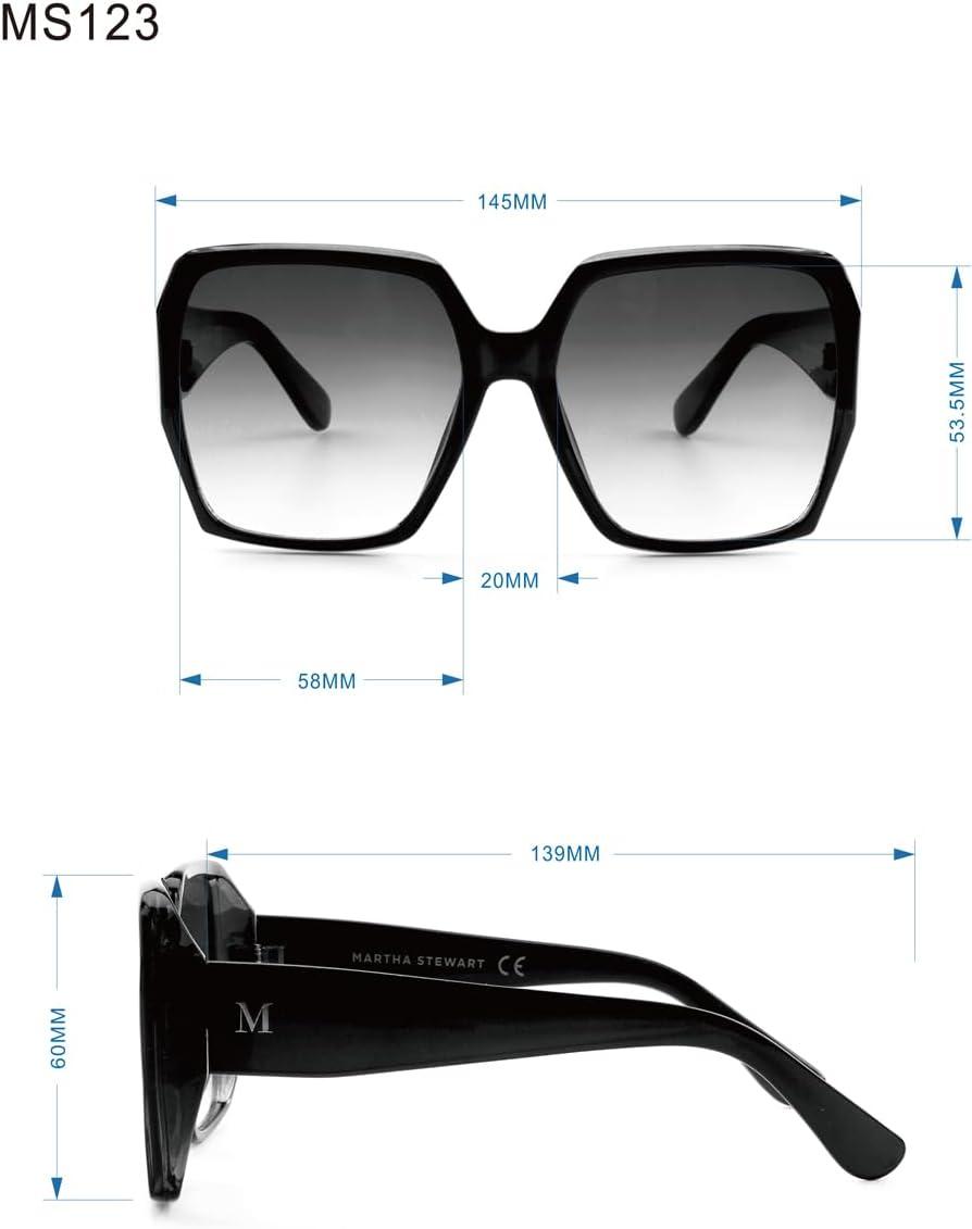 imageMartha Stewart Womens Ms123 Modern Uv400 Protective Square SunglassesTimeless Gifts for Her 58mmCrystal Milk