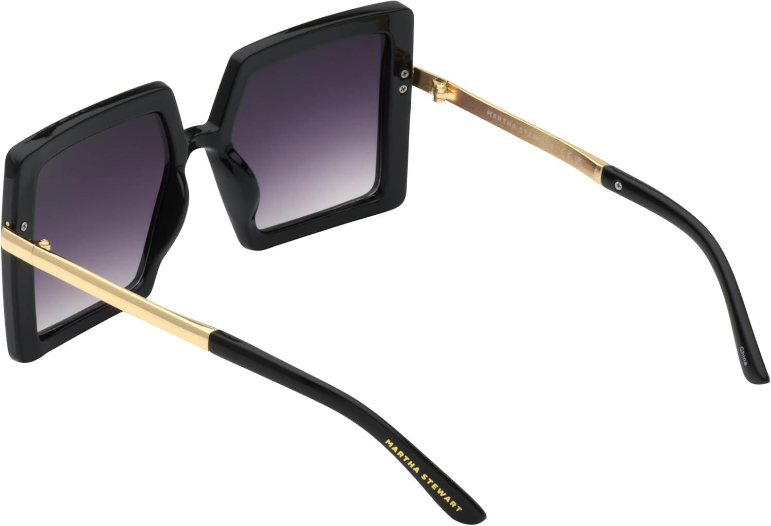 imageMartha Stewart Womens Ms147 Oversized Vintage Uv400 Protective Square SunglassesTimeless Gifts for Her 54mmBlack