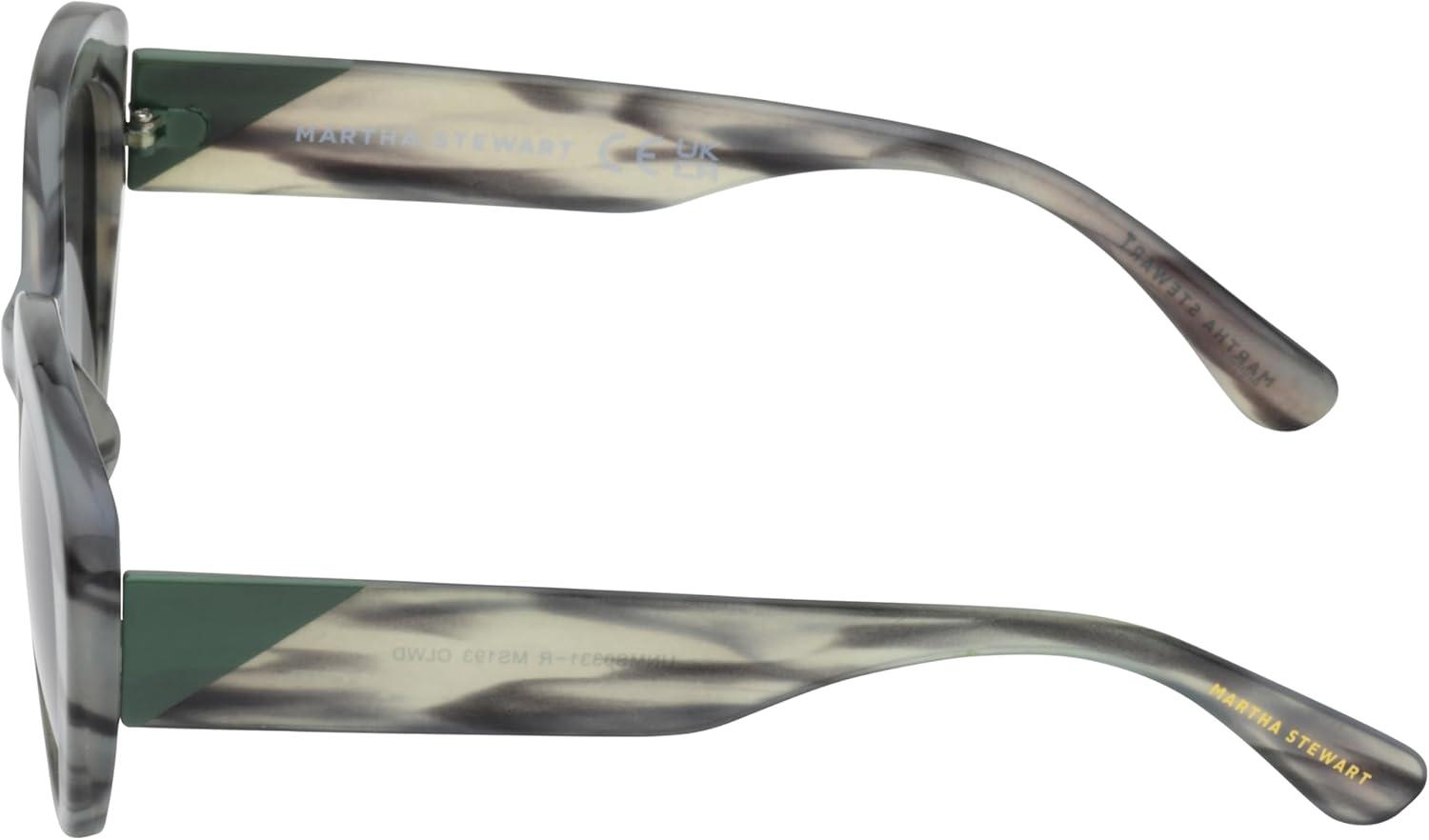 imageMartha Stewart Womens Ms193 Retro Modern Uv400 Protective Oval SunglassesTimeless Gifts for Her 537mmOlive Wood