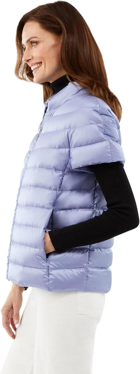 imageMartha Stewart Womens Quilted Down Puffer Vest Lightweight Short Sleeve Packable Jacket with Pockets Warm Winter OuterwearBellflower