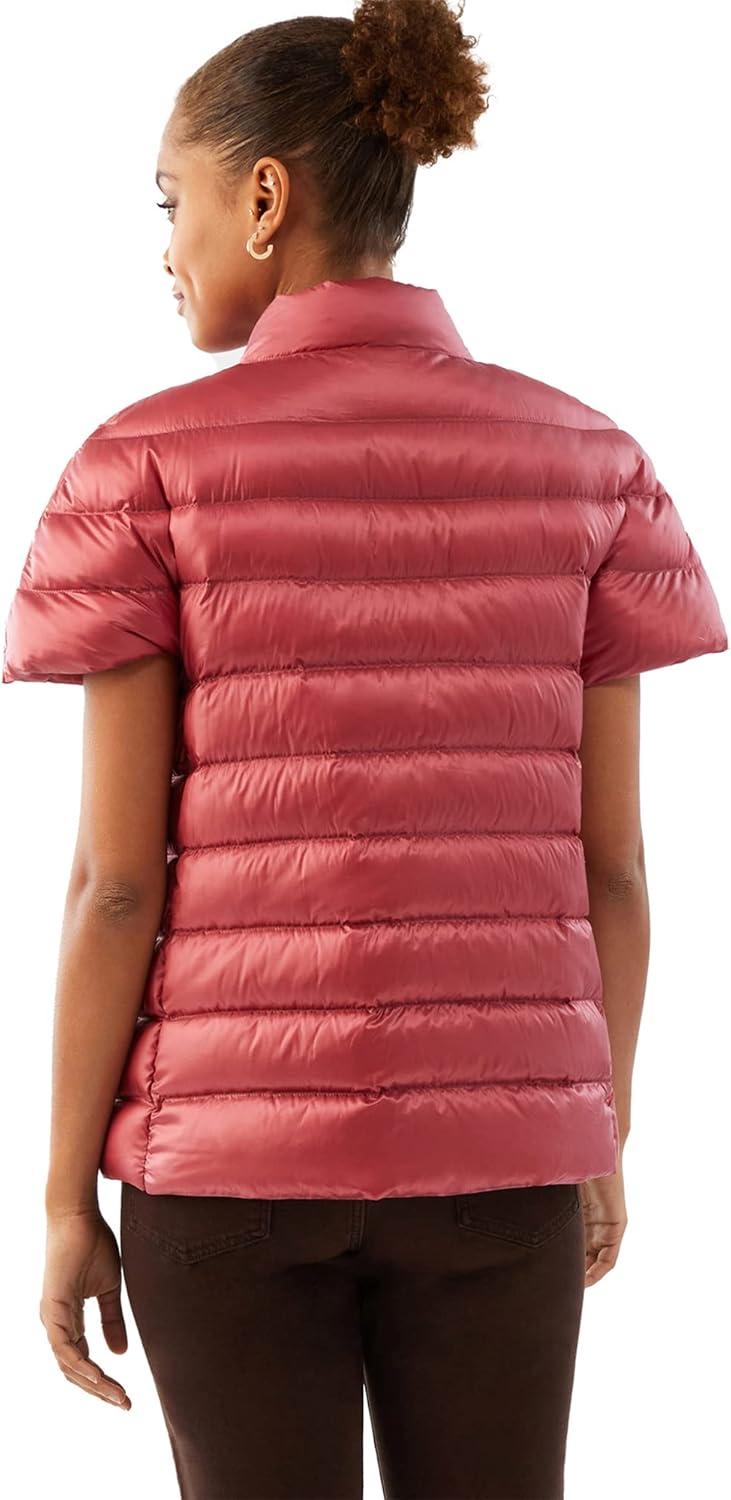 imageMartha Stewart Womens Quilted Down Puffer Vest Lightweight Short Sleeve Packable Jacket with Pockets Warm Winter OuterwearTerracotta