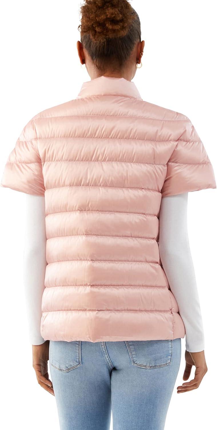 imageMartha Stewart Womens Short Sleeve Quilted Down Puffer VestCotton Pink