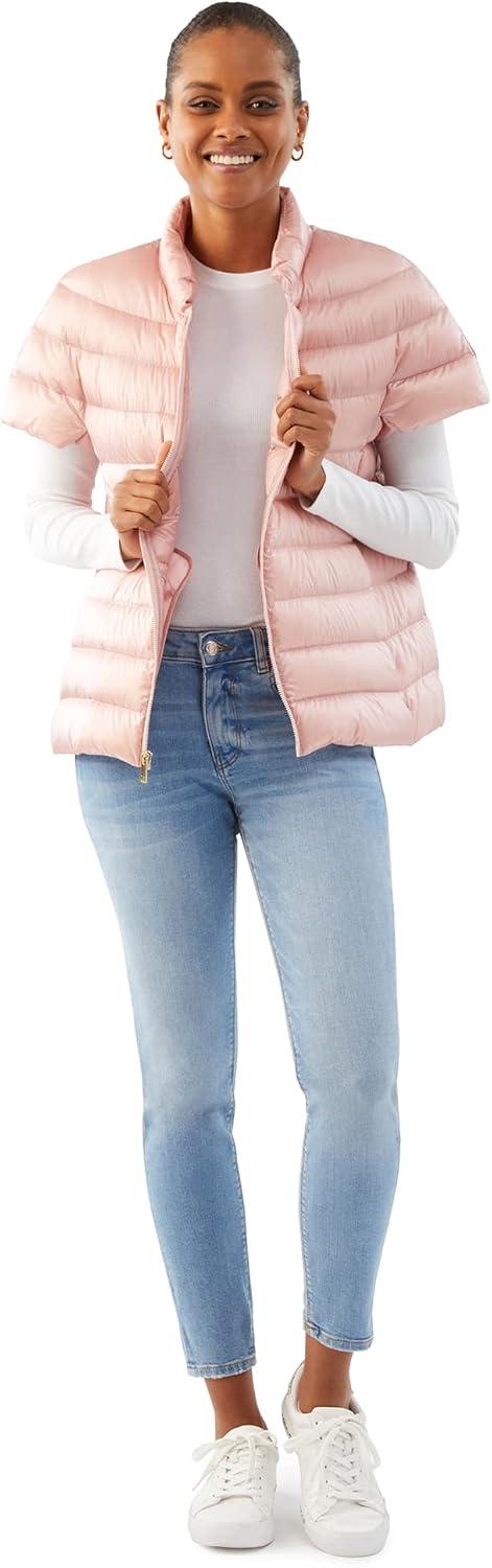imageMartha Stewart Womens Short Sleeve Quilted Down Puffer VestCotton Pink