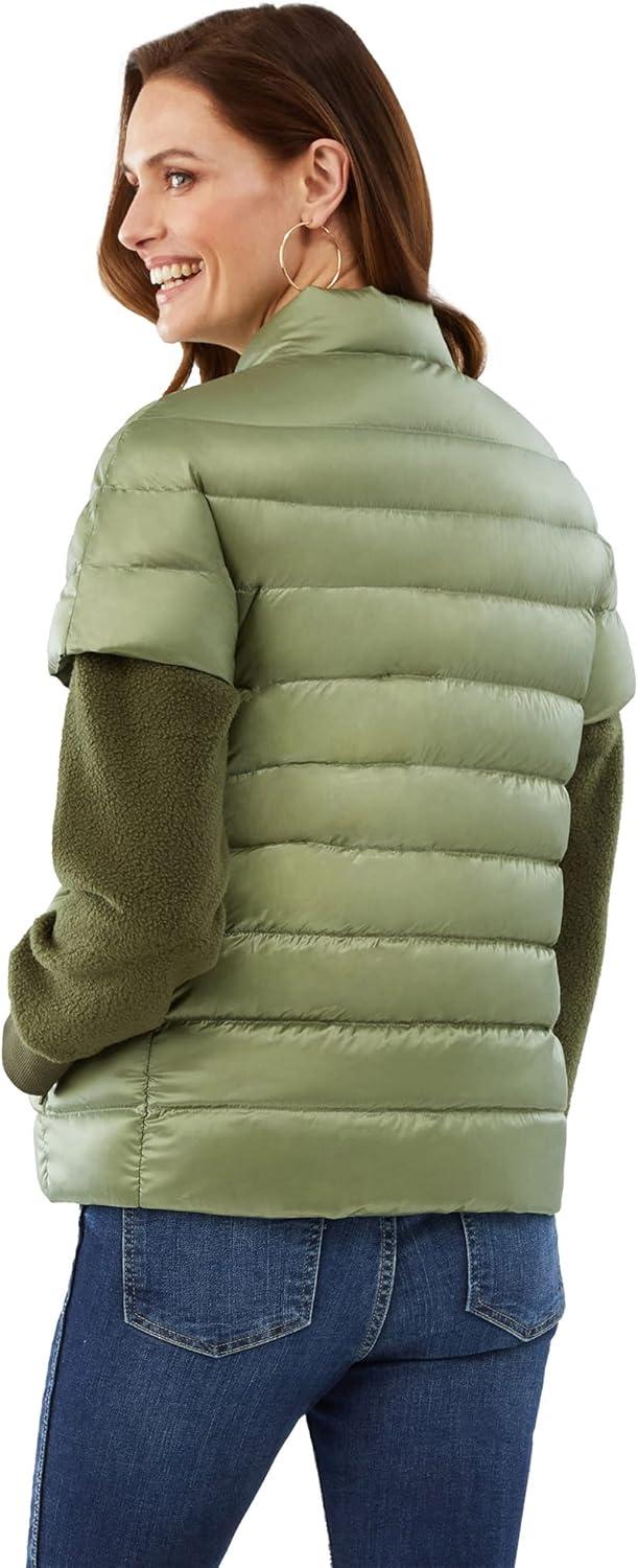 imageMartha Stewart Womens Short Sleeve Quilted Down Puffer VestSage