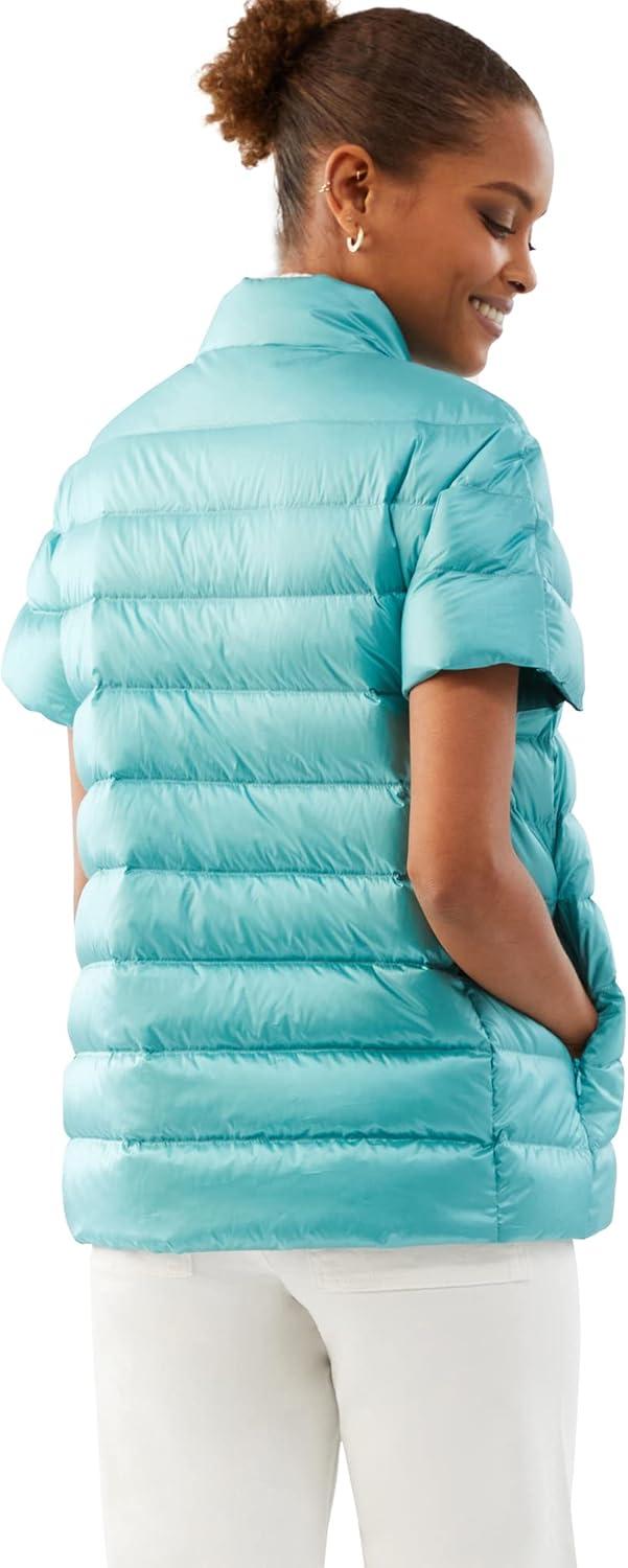 imageMartha Stewart Womens Short Sleeve Quilted Down Puffer VestTurq Blue