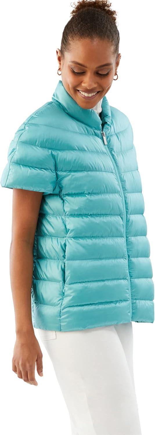 imageMartha Stewart Womens Short Sleeve Quilted Down Puffer VestTurq Blue