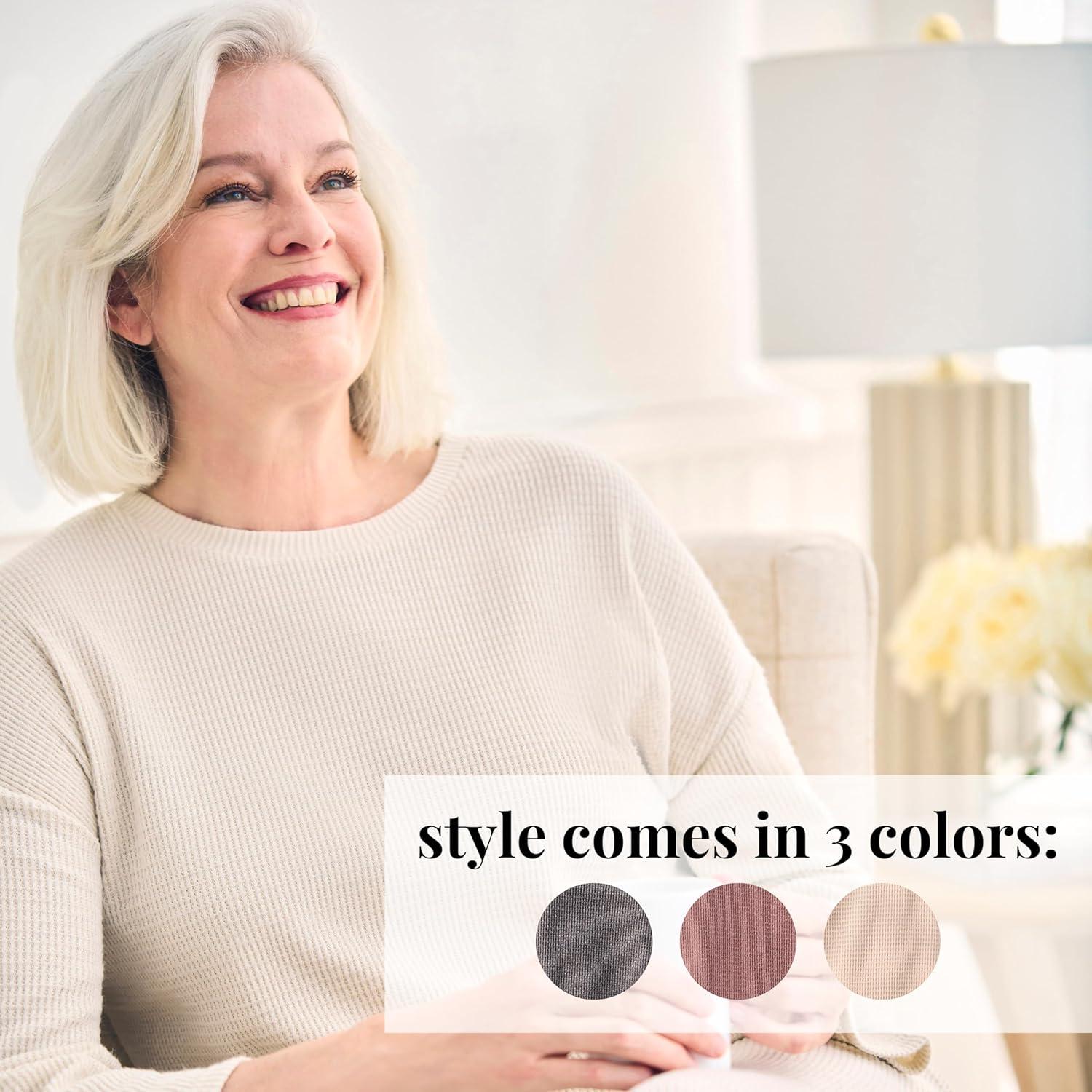 imageMartha Stewart Womens Soft ampamp Cozy Sleepwear 2Piece Waffle Knit Long Sleeve Pajama Lounge Set Relaxed FitGrey