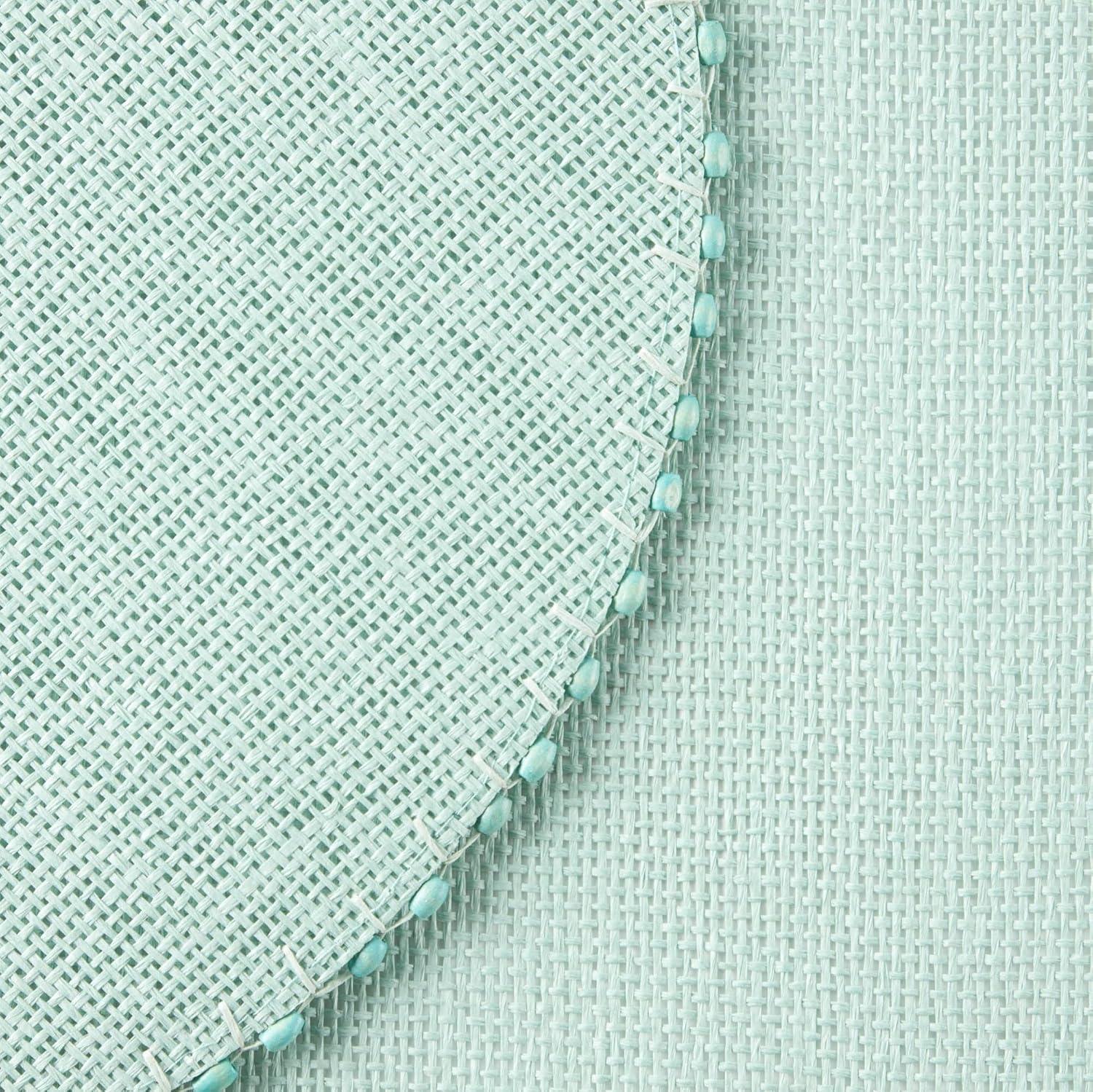 imageMartha Stewart Woven Water Resistant Lindos Placemat Set 6Pack 15quot Round BeigeAqua