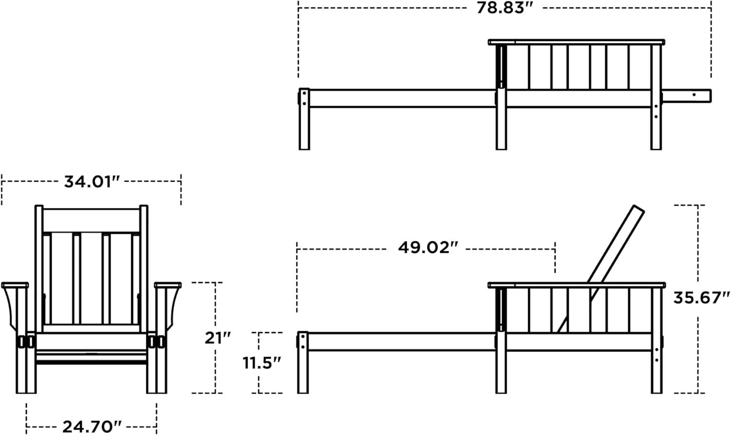 imageMartha Stewart by POLYWOOD Acadia Chaise Lounge in Slate GreyMahogany