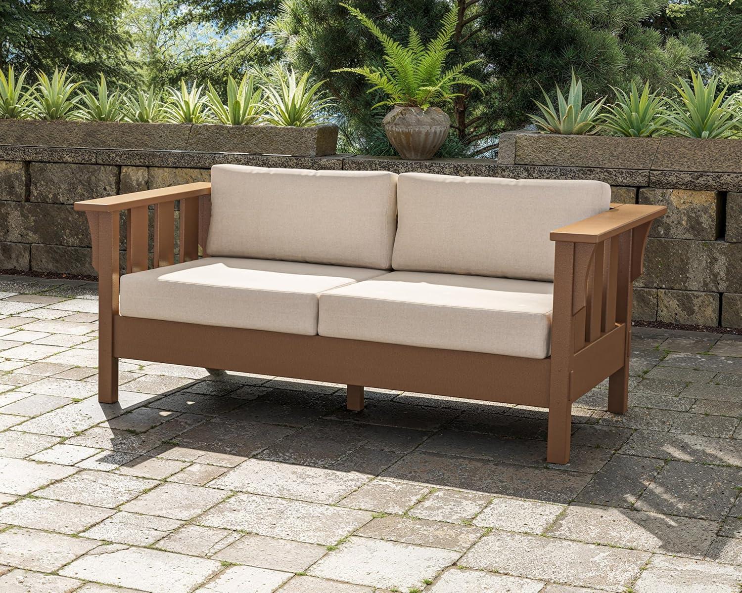 imageMartha Stewart by POLYWOOD Acadia Deep Seating Loveseat in MahoganySpiced BurlapWhite Glacier Spa