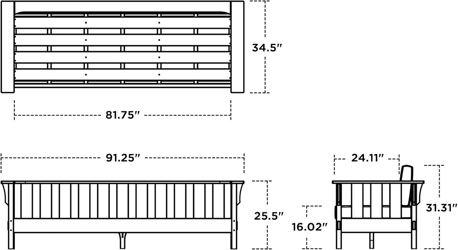 imageMartha Stewart by POLYWOOD Acadia Deep Seating Sofa in Slate GreyNatural LinenBlack Grey Mist