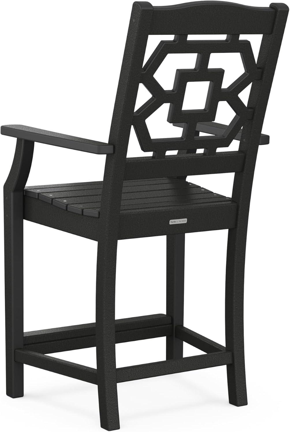 imageMartha Stewart by POLYWOOD Chinoiserie 3Piece Farmhouse Bistro Counter Set in MahoganyBlack