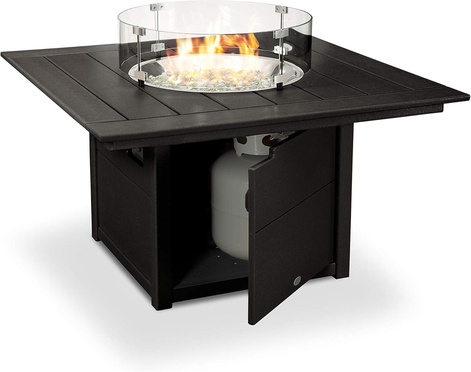 imageMartha Stewart by POLYWOOD Chinoiserie 5Piece Deep Seating Set with Fire Pit Table SandGlacier SpaBlack Dune Burlap