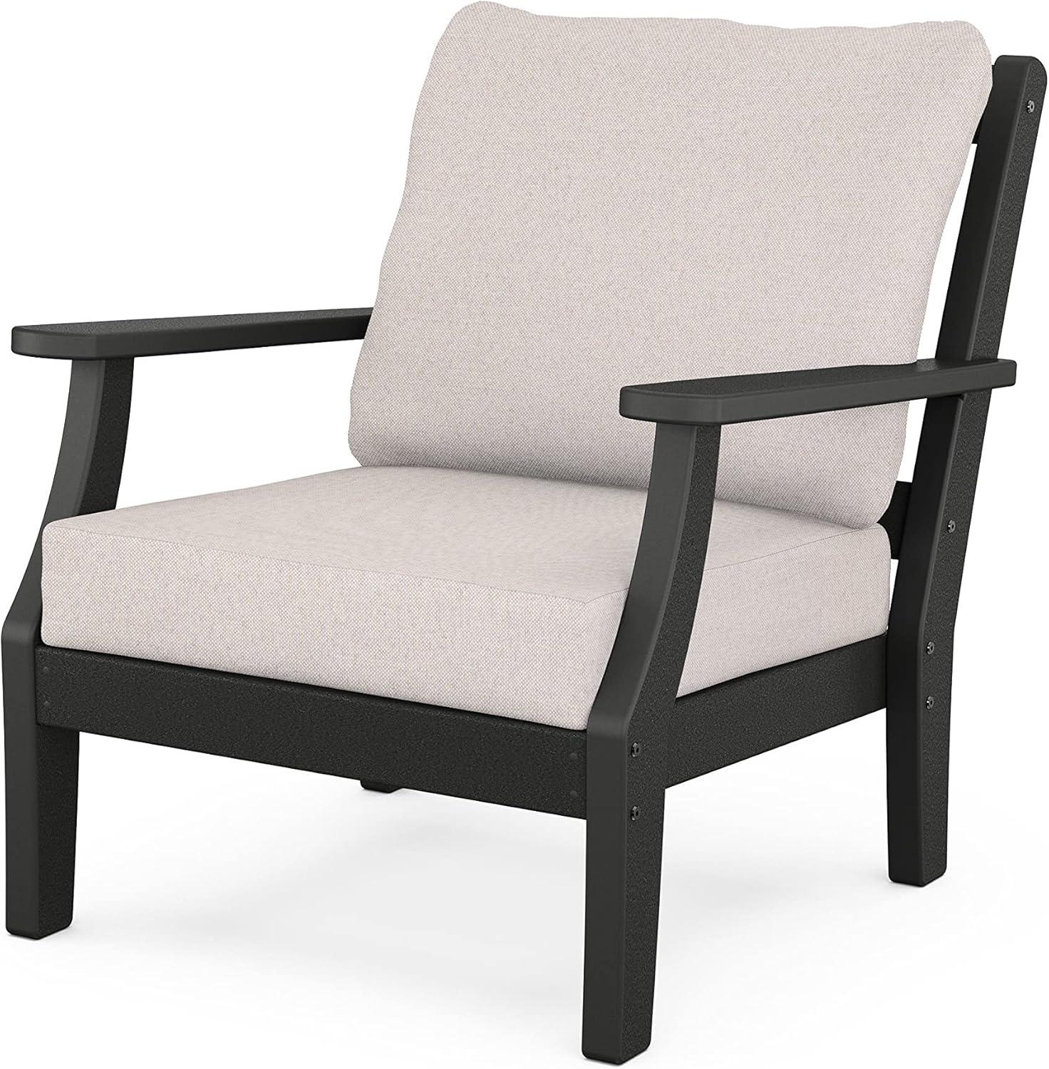 imageMartha Stewart by POLYWOOD Chinoiserie 5Piece Deep Seating Set with Fire Pit Table SandGlacier SpaBlack Dune Burlap