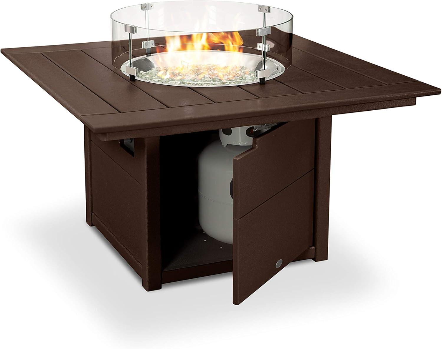 imageMartha Stewart by POLYWOOD Chinoiserie 5Piece Deep Seating Set with Fire Pit Table SandGlacier SpaMahogany Spiced Burlap