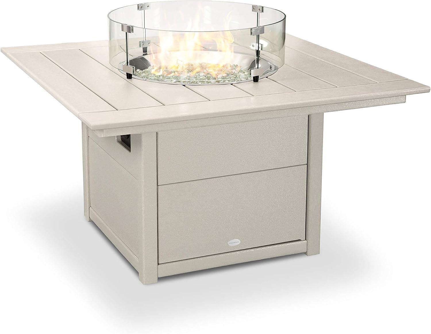 imageMartha Stewart by POLYWOOD Chinoiserie 5Piece Deep Seating Set with Fire Pit Table SandGlacier SpaSand Ash Charcoal