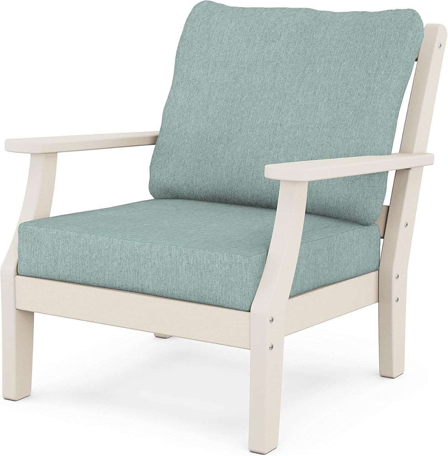 imageMartha Stewart by POLYWOOD Chinoiserie 5Piece Deep Seating Set with Fire Pit Table SandGlacier SpaSand Glacier Spa