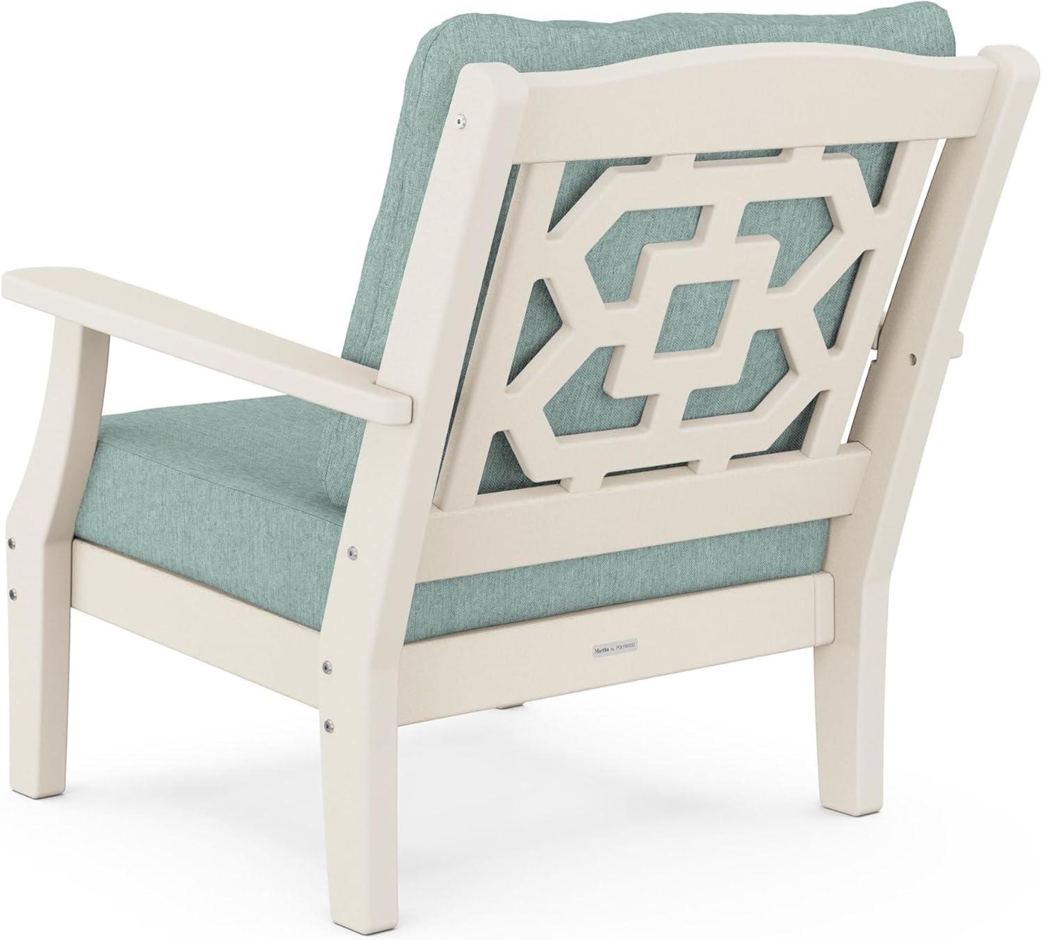 imageMartha Stewart by POLYWOOD Chinoiserie 5Piece Deep Seating Set with Fire Pit Table SandGlacier SpaSand Glacier Spa