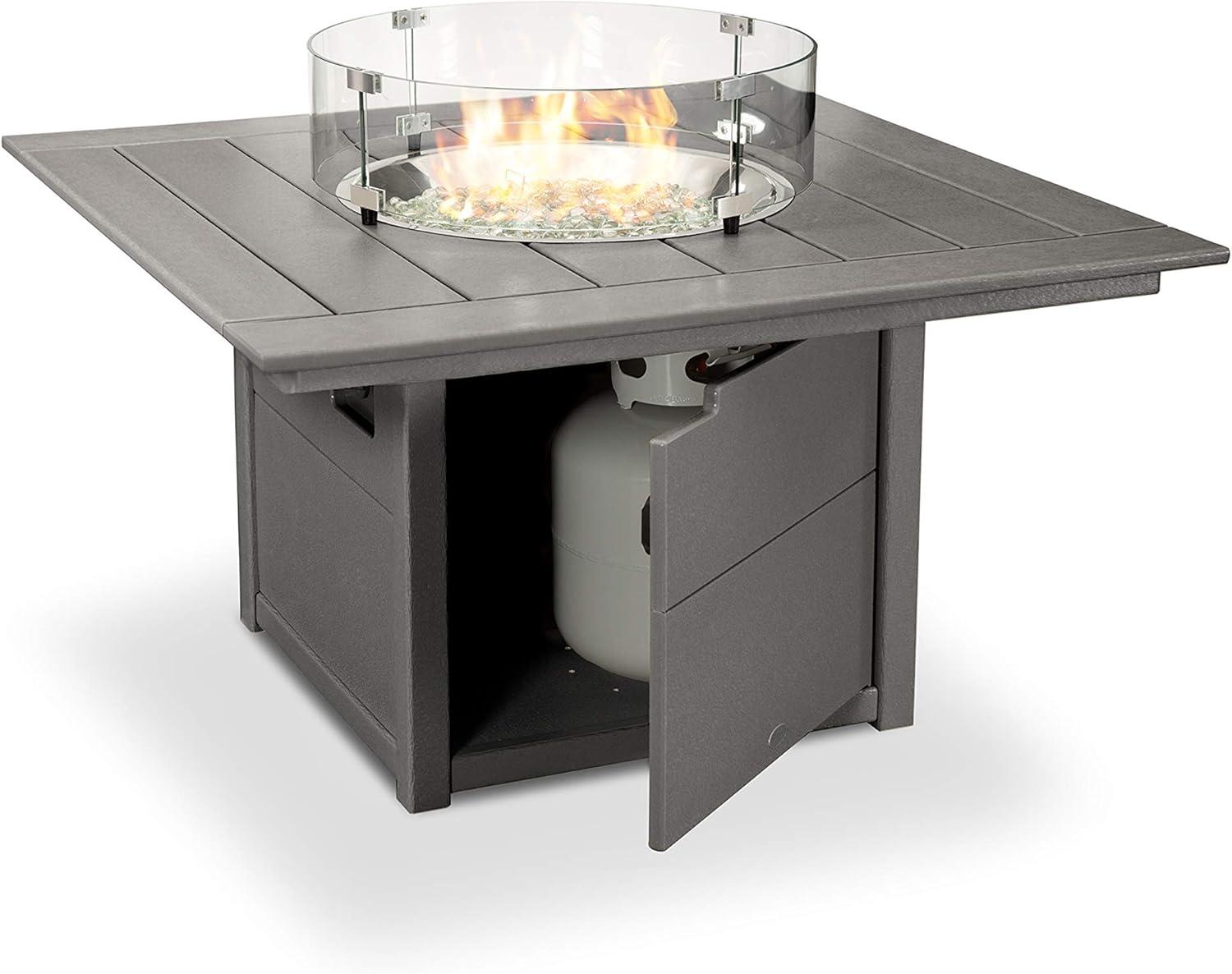 imageMartha Stewart by POLYWOOD Chinoiserie 5Piece Deep Seating Set with Fire Pit Table SandGlacier SpaSlate Grey Midnight Linen