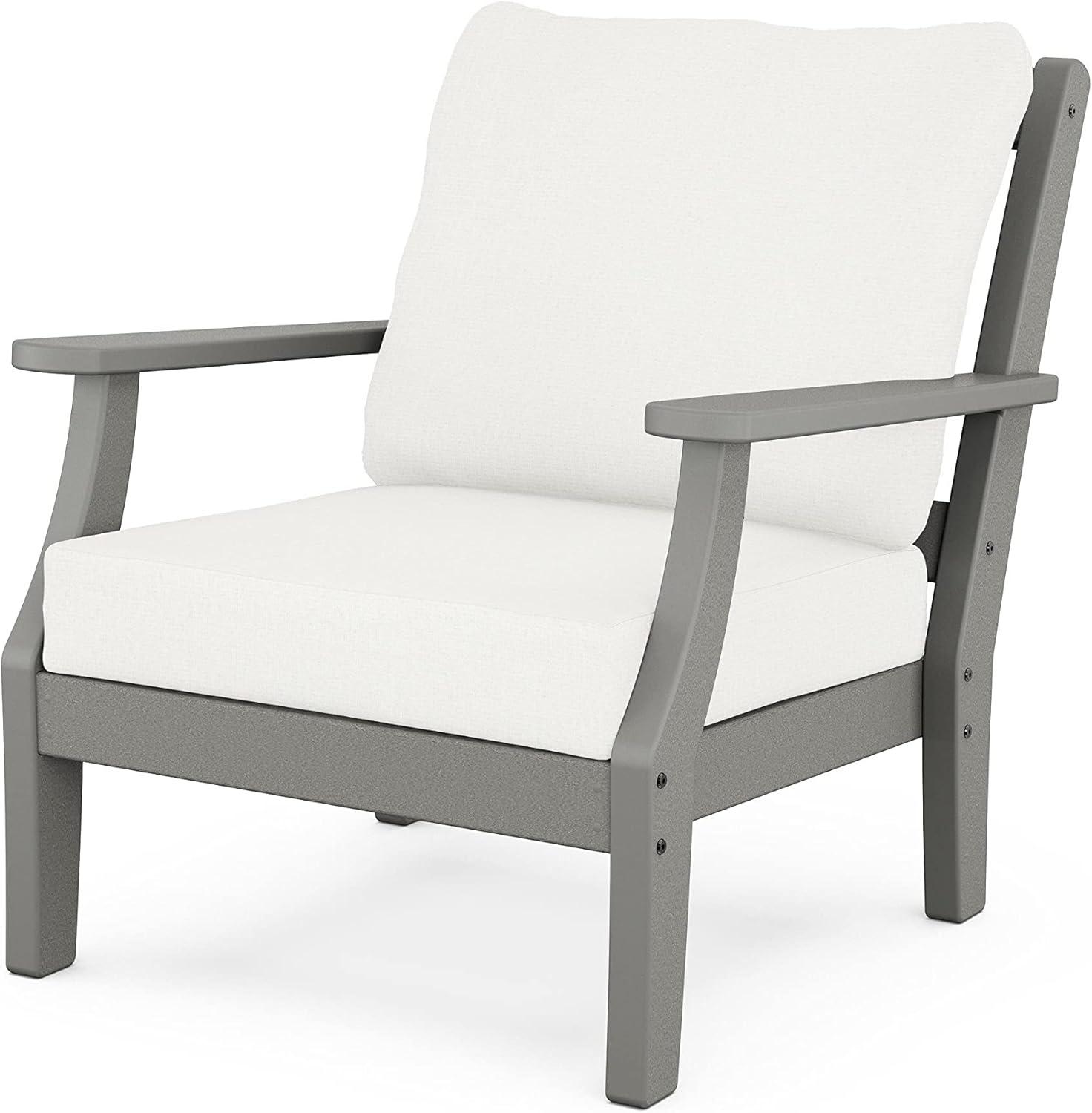 imageMartha Stewart by POLYWOOD Chinoiserie 5Piece Deep Seating Set with Fire Pit Table SandGlacier SpaSlate Grey Natural Linen