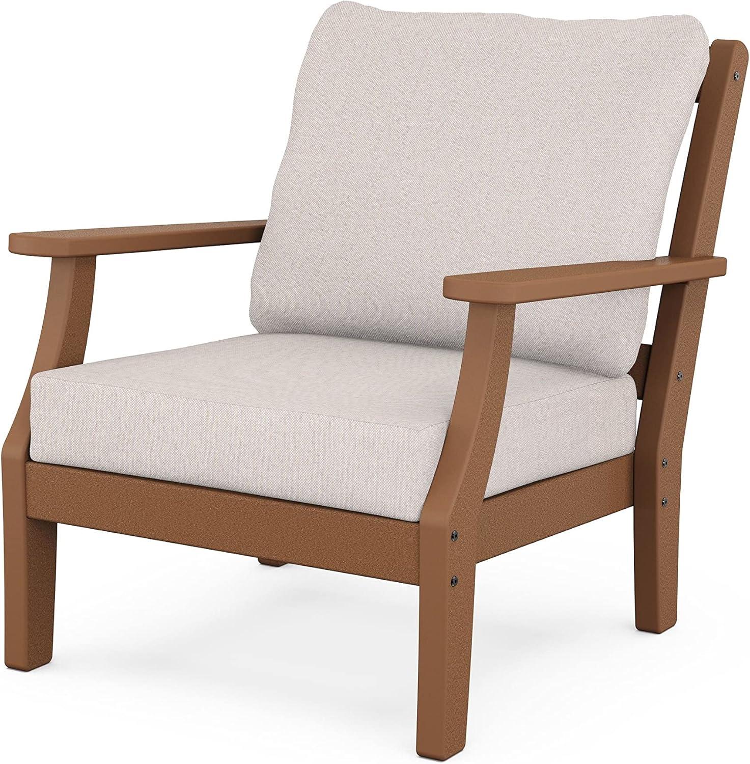 imageMartha Stewart by POLYWOOD Chinoiserie 5Piece Deep Seating Set with Fire Pit Table SandGlacier SpaTeak Dune Burlap