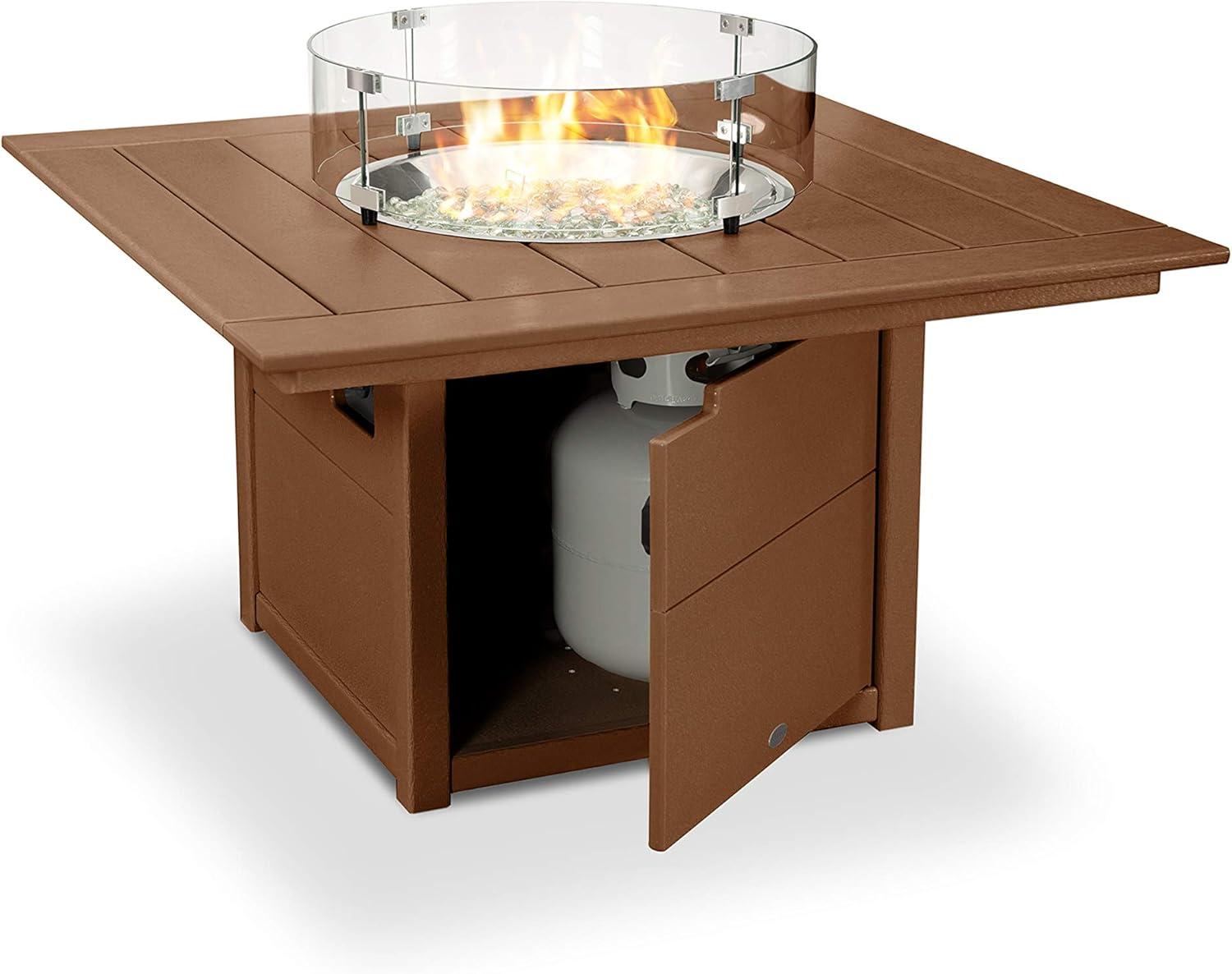 imageMartha Stewart by POLYWOOD Chinoiserie 5Piece Deep Seating Set with Fire Pit Table SandGlacier SpaTeak Dune Burlap