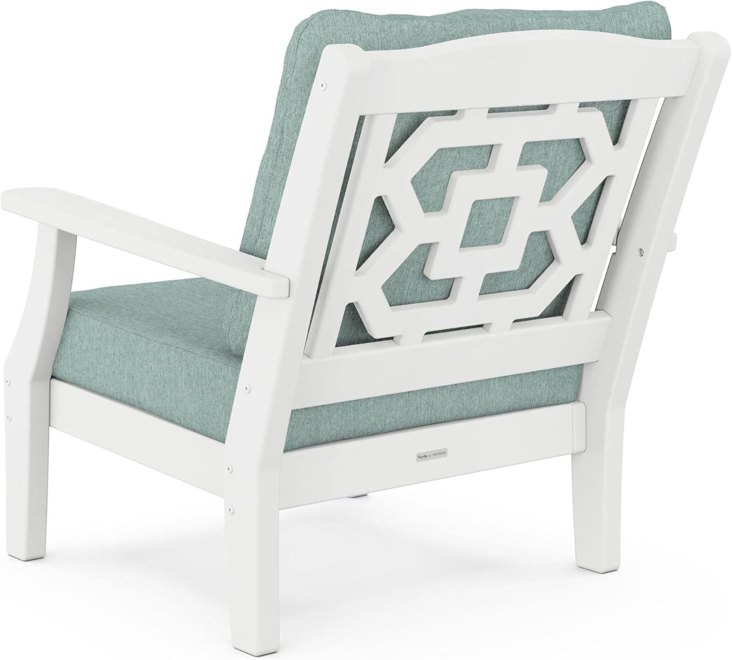 imageMartha Stewart by POLYWOOD Chinoiserie 5Piece Deep Seating Set with Fire Pit Table SandGlacier SpaWhite Glacier Spa