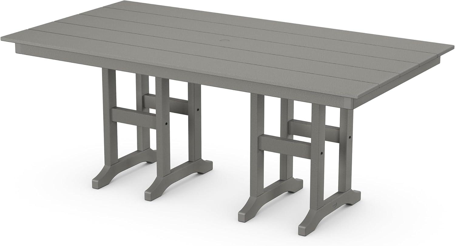 imageMartha Stewart by POLYWOOD Chinoiserie 5Piece Farmhouse Dining Set with Benches in SandSlate Grey