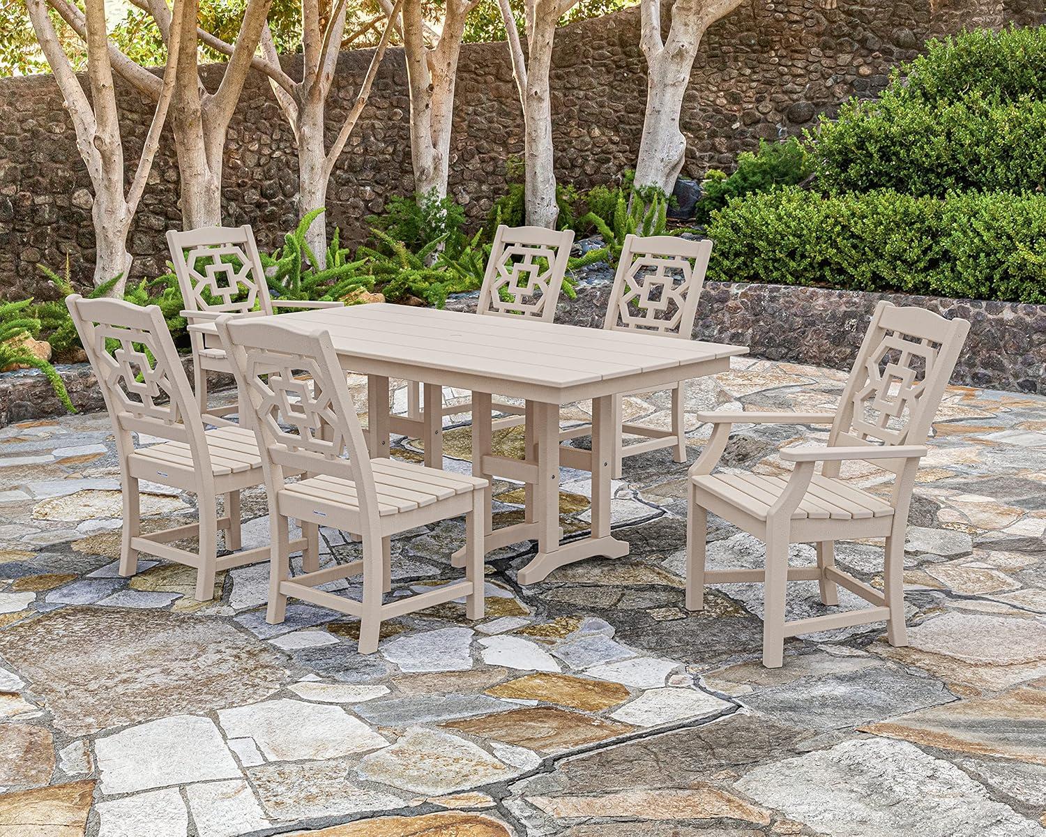 imageMartha Stewart by POLYWOOD Chinoiserie 7Piece Farmhouse Dining Set in SandSand