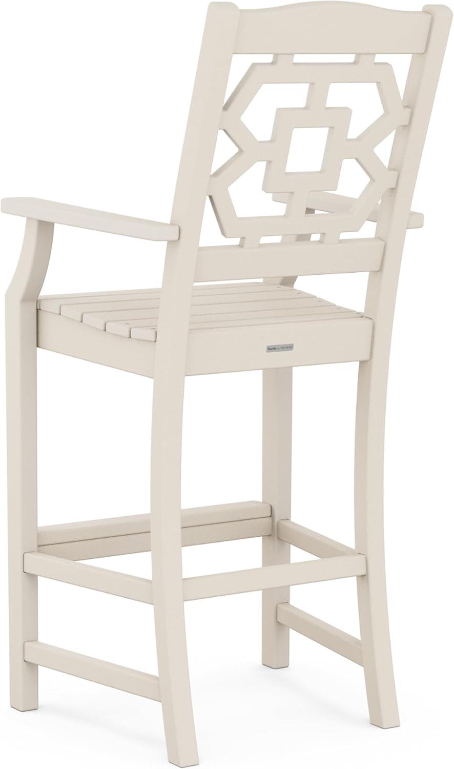 imageMartha Stewart by POLYWOOD Chinoiserie 9Piece Square Bar Set with Trestle Legs in SandSand