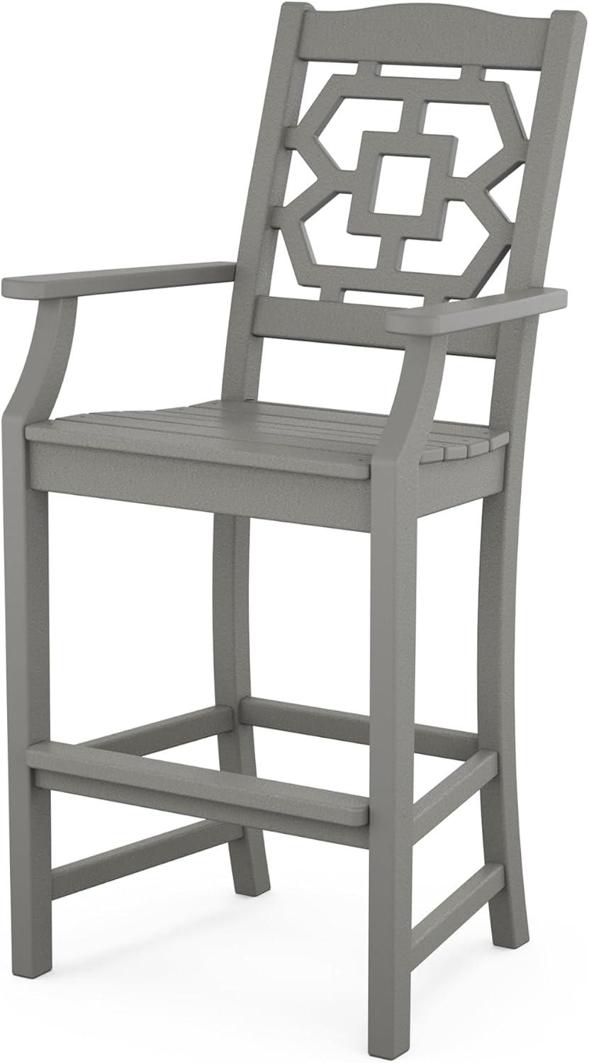 imageMartha Stewart by POLYWOOD Chinoiserie 9Piece Square Bar Set with Trestle Legs in SandSlate Grey