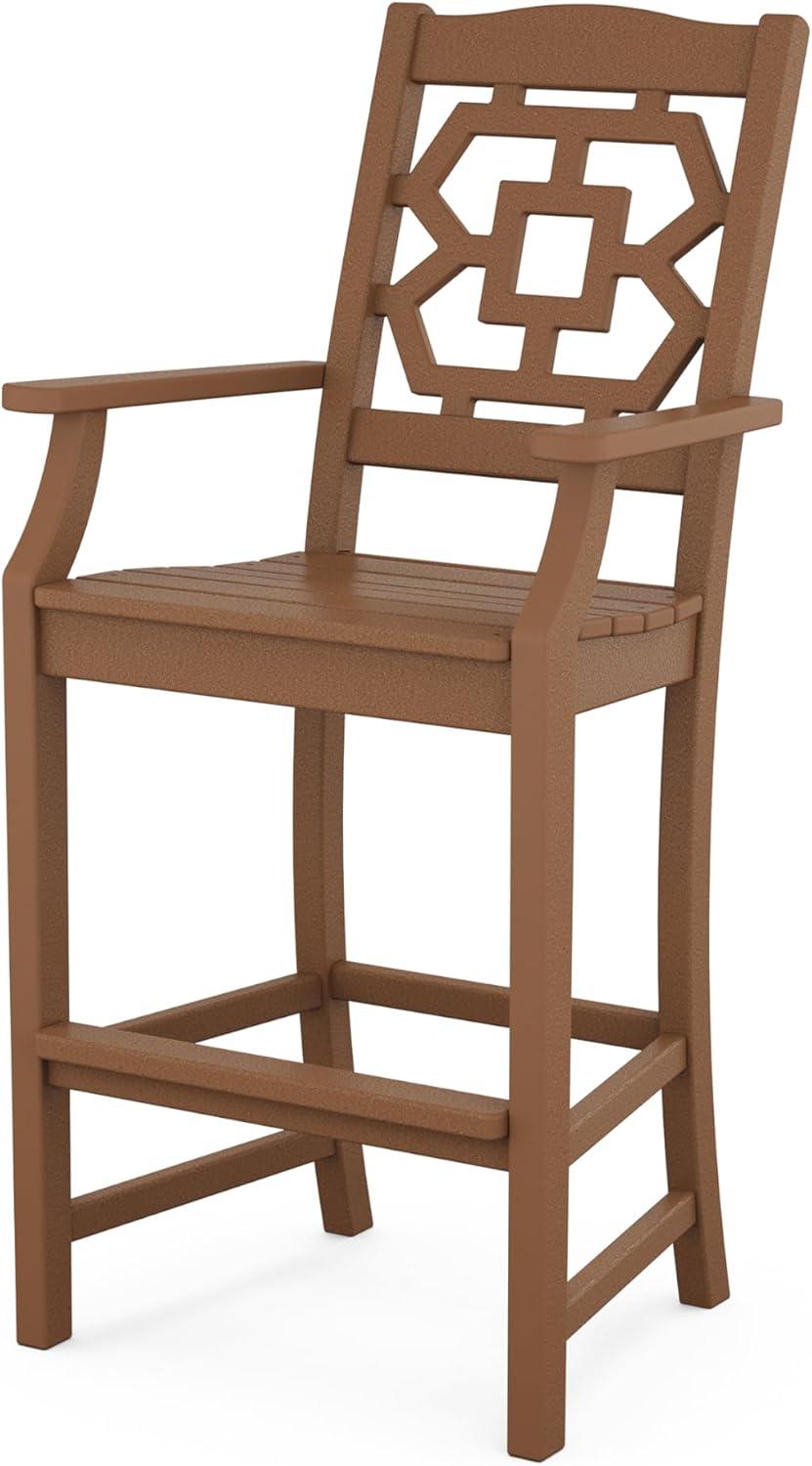 imageMartha Stewart by POLYWOOD Chinoiserie 9Piece Square Bar Set with Trestle Legs in SandTeak