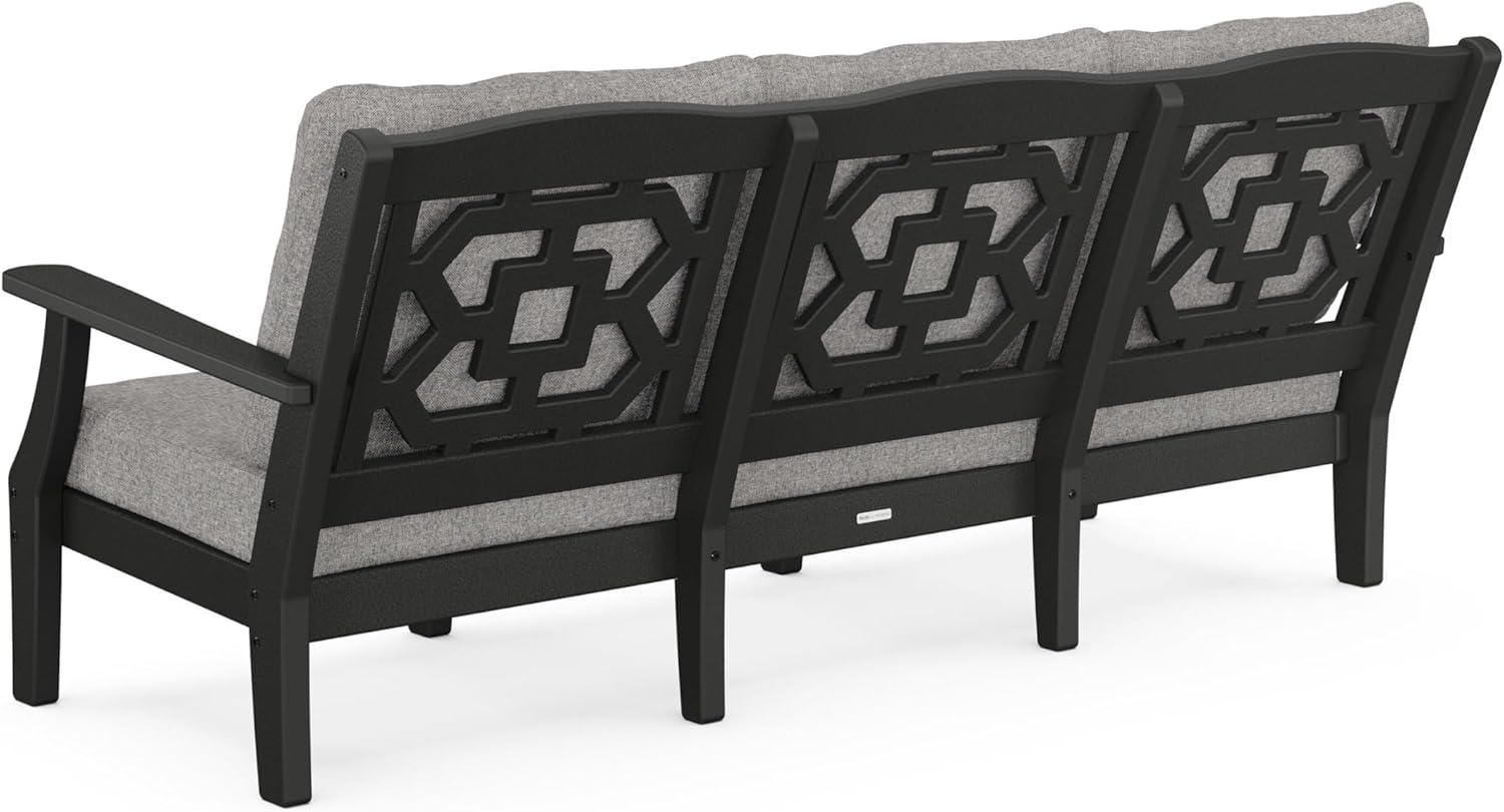 imageMartha Stewart by POLYWOOD Chinoiserie Deep Seating Sofa in WhiteGlacier SpaBlack Grey Mist