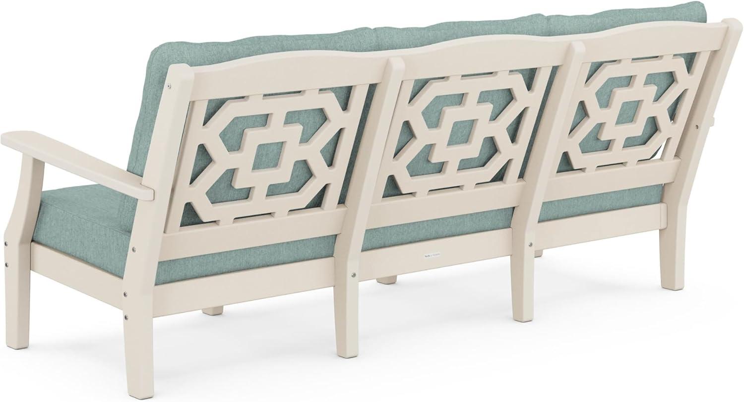 imageMartha Stewart by POLYWOOD Chinoiserie Deep Seating Sofa in WhiteGlacier SpaSand Glacier Spa